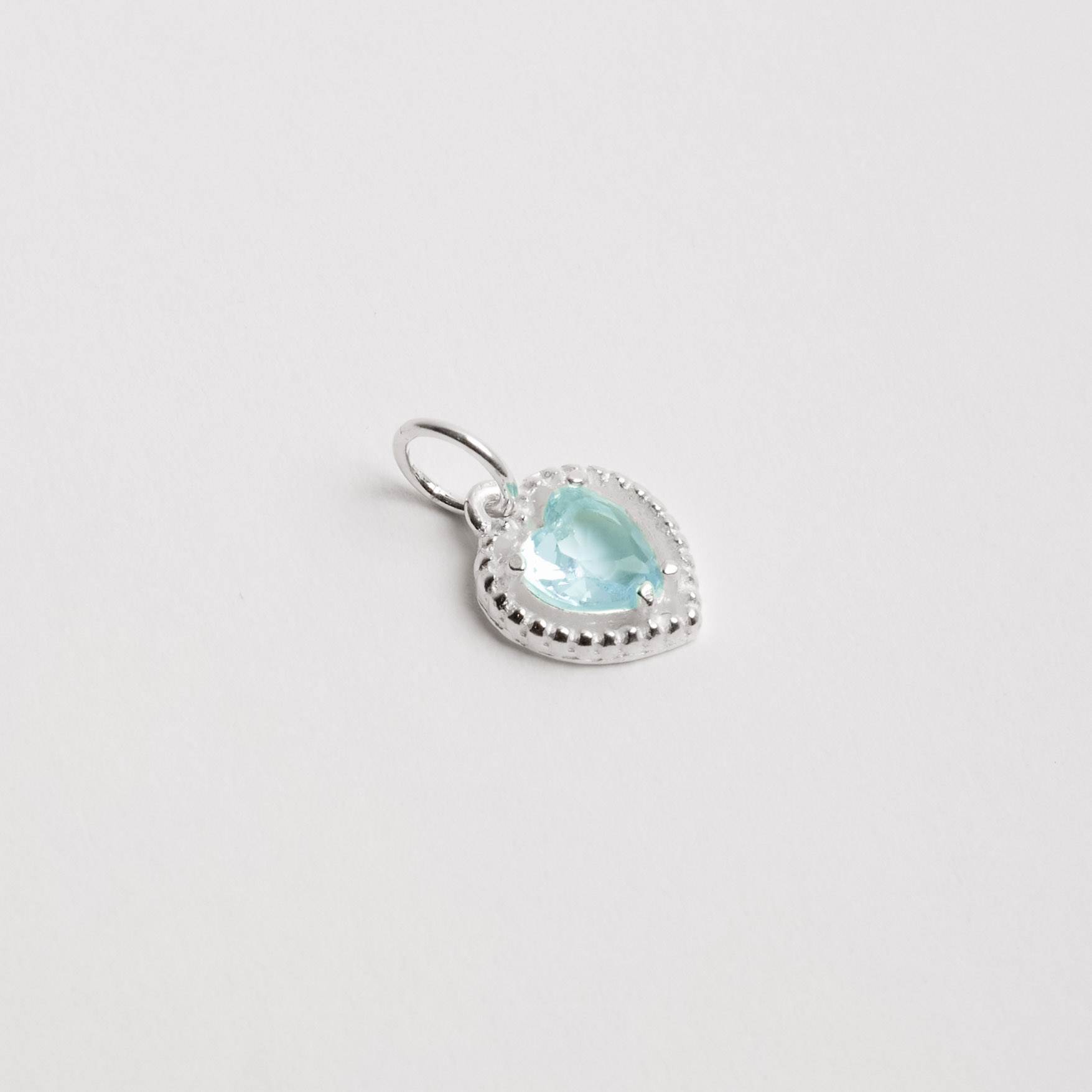Pingente zircônia coração azul tiffany 6mm