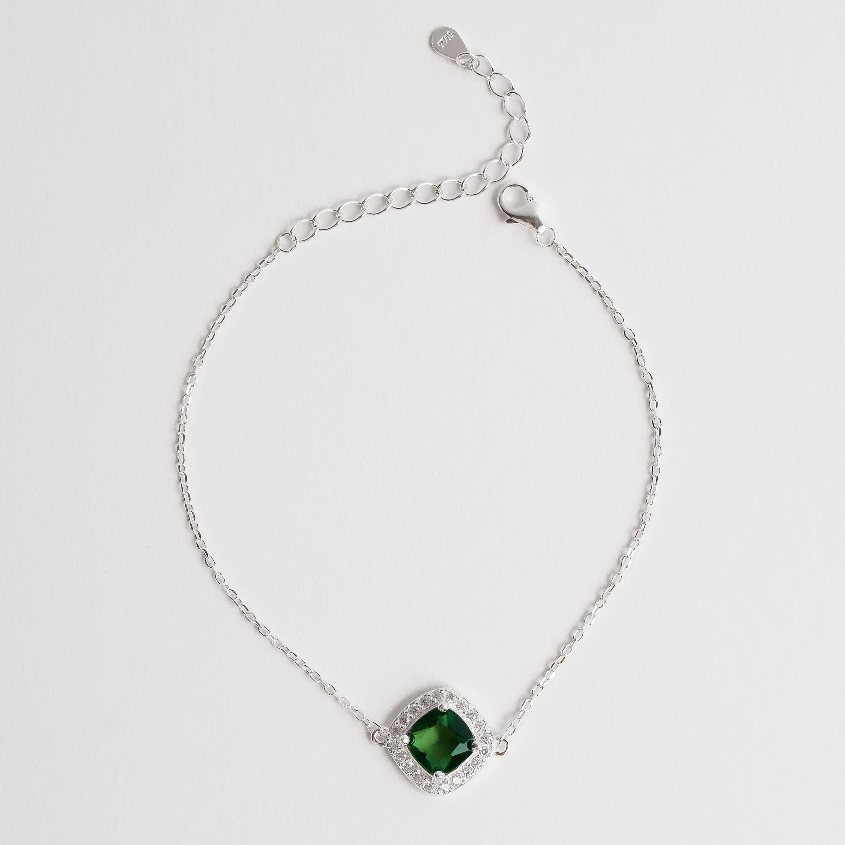 Imagem Pulseira entremeio zircônia losango esmeralda com cravejado 12mm 16+4cm