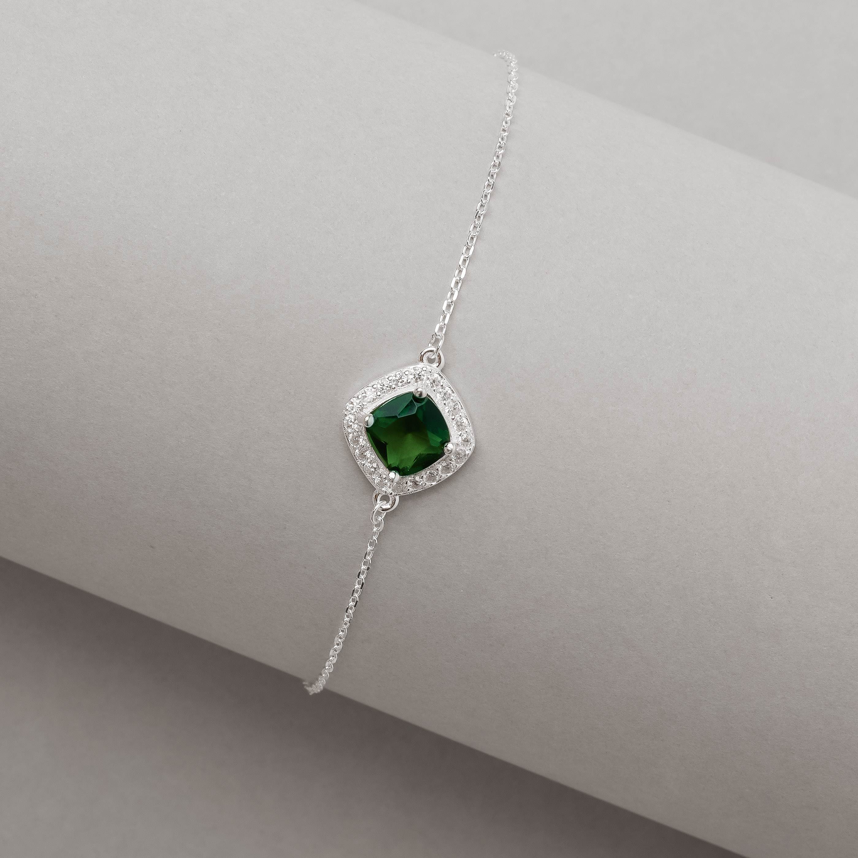Imagem Secundária Pulseira entremeio zircônia losango esmeralda com cravejado 12mm 16+4cm