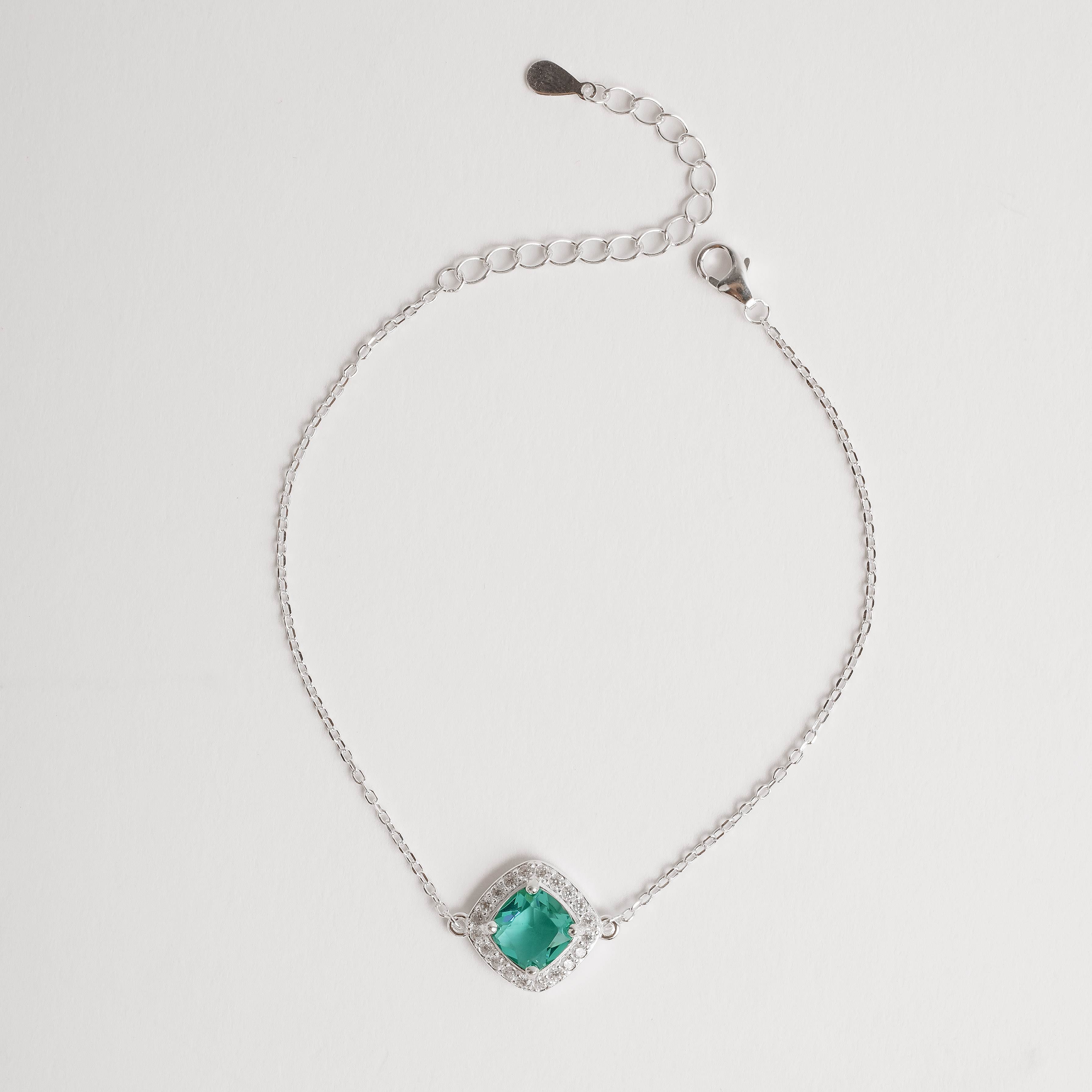 Imagem Pulseira entremeio zircônia losango turmalina com cravejado 12mm 16+4cm