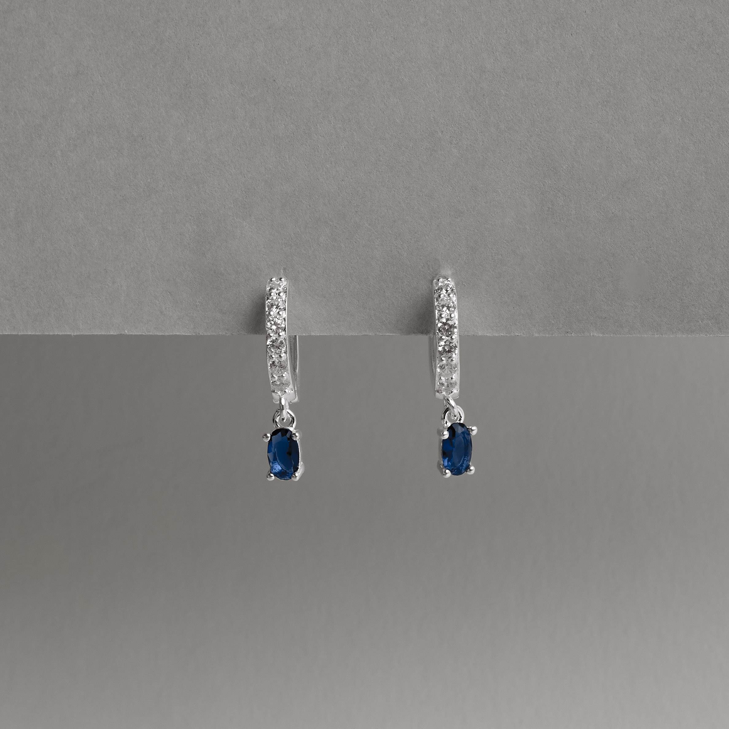 Imagem Secundária Argola click cravejada 11mm pingente zircônia oval azul