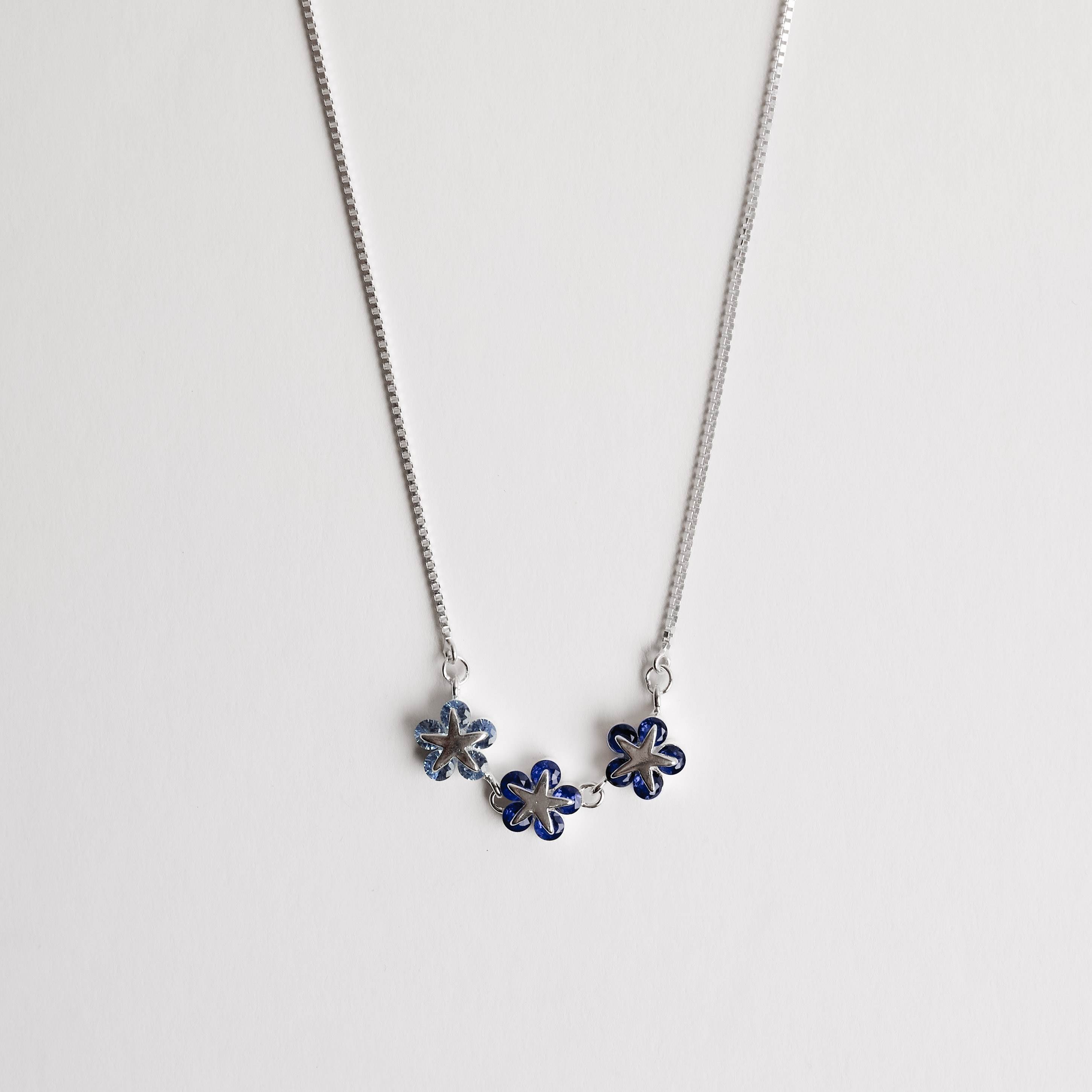 Imagem Colar entremeio estrelas cravejadas azul 25mm v15 40+5cm