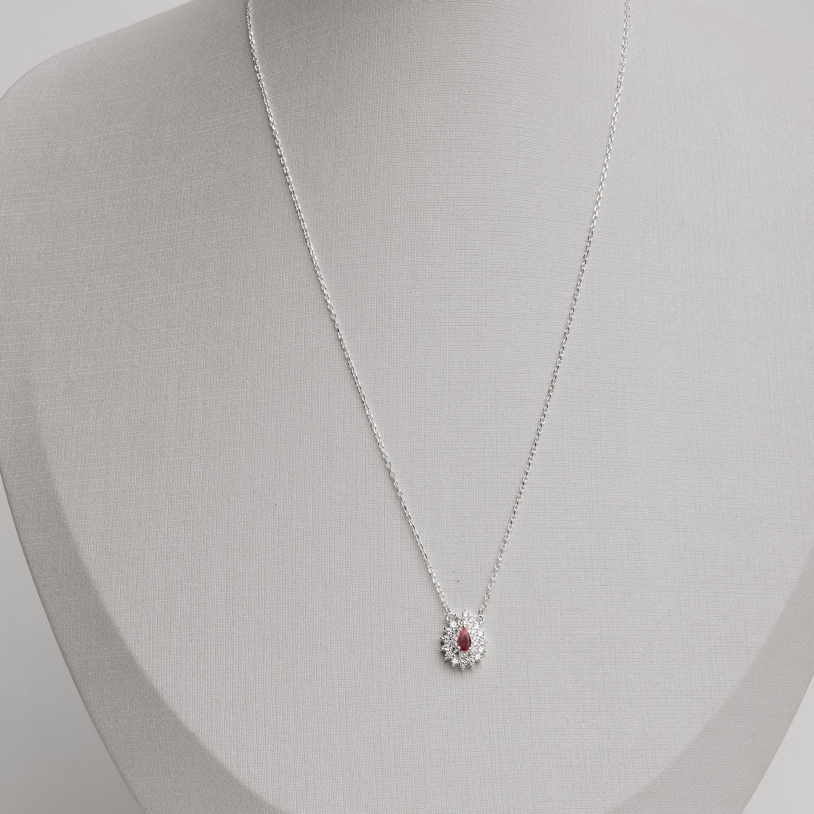 Imagem Secundária Colar entremeio zircônia gota rosa com cravejado 13mm 40+5cm
