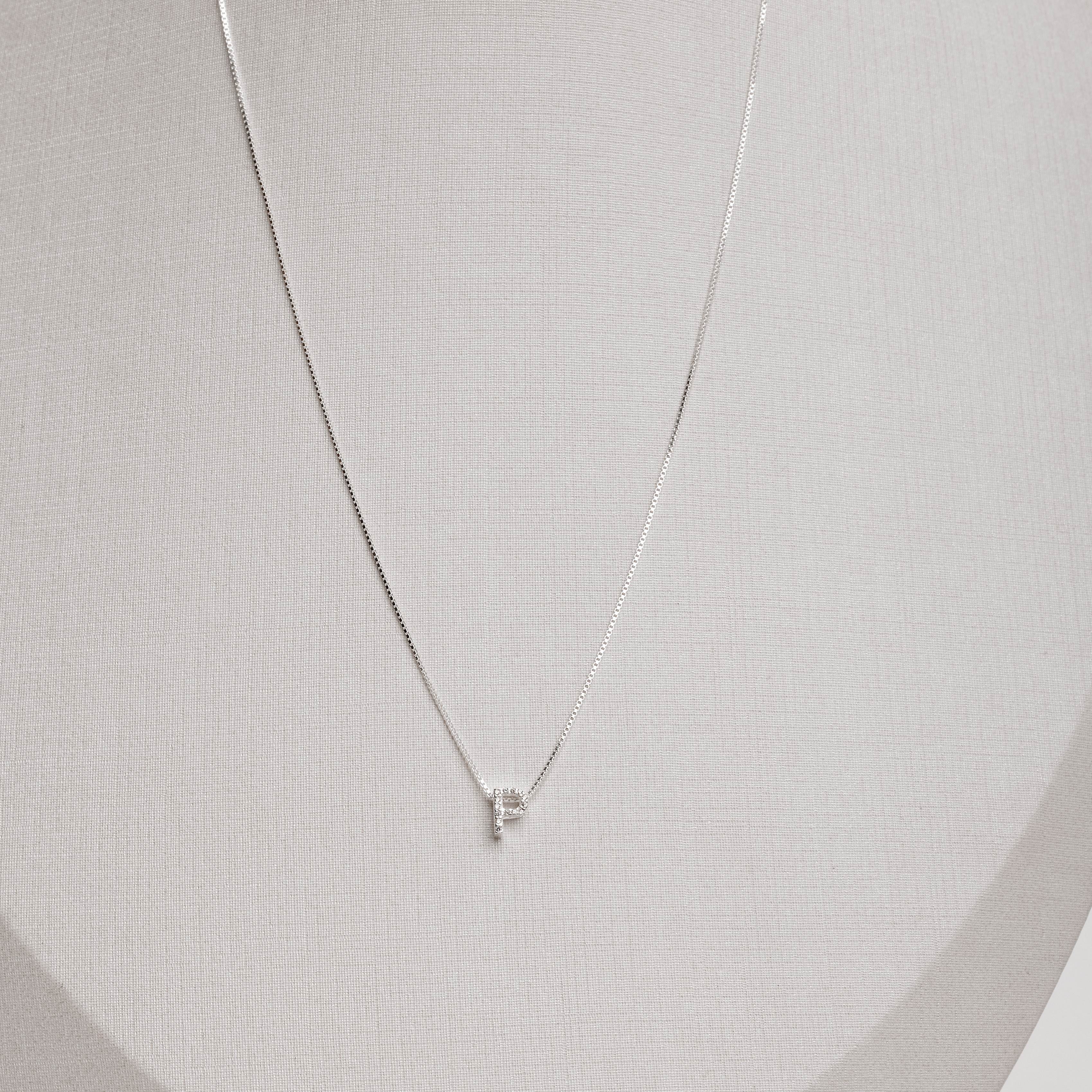 Imagem Secundária Colar letra P cravejada 6mm 45cm