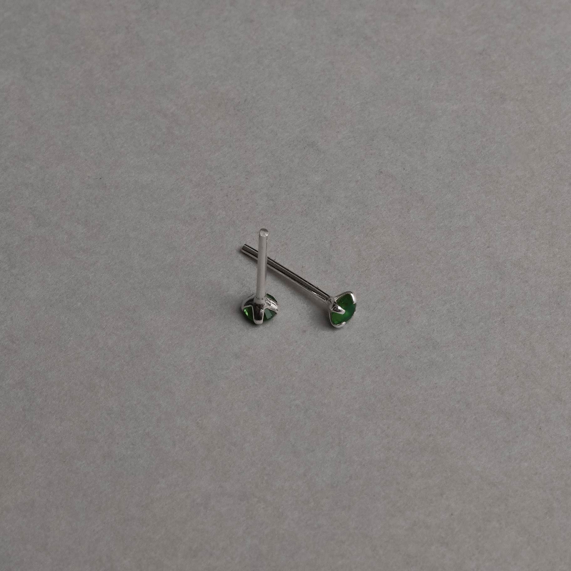 Imagem Secundária Brinco zircônia redonda esmeralda 3mm