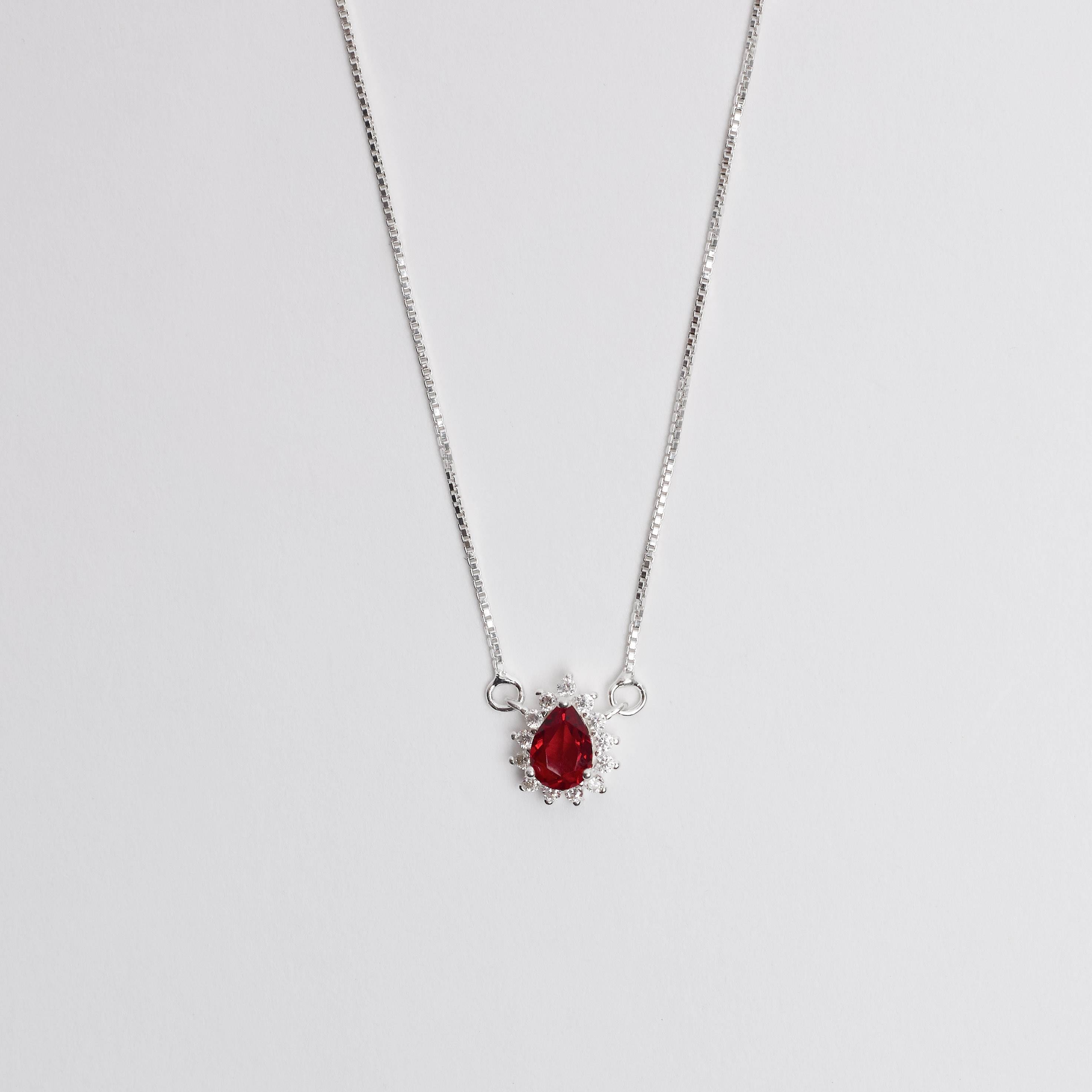 Imagem Colar zircônia gota rubi com cravejado 11mm v15 45cm