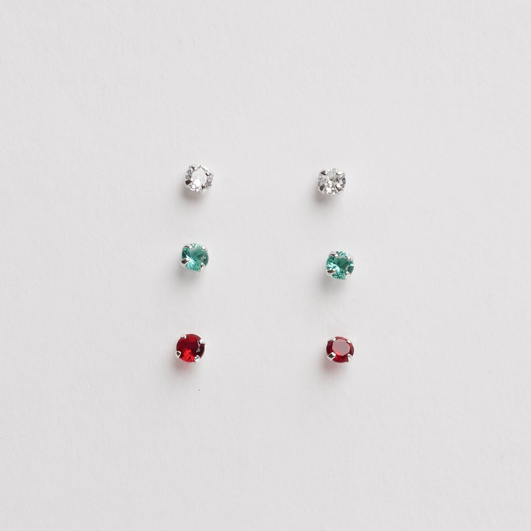 Trio zircônias 3mm cristal, turmalina e rubi