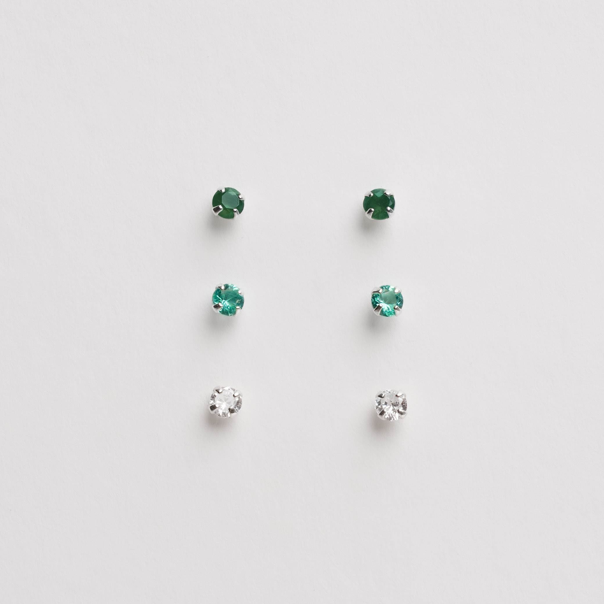 Imagem Trio zircônias 3mm cristal, turmalina e esmeralda