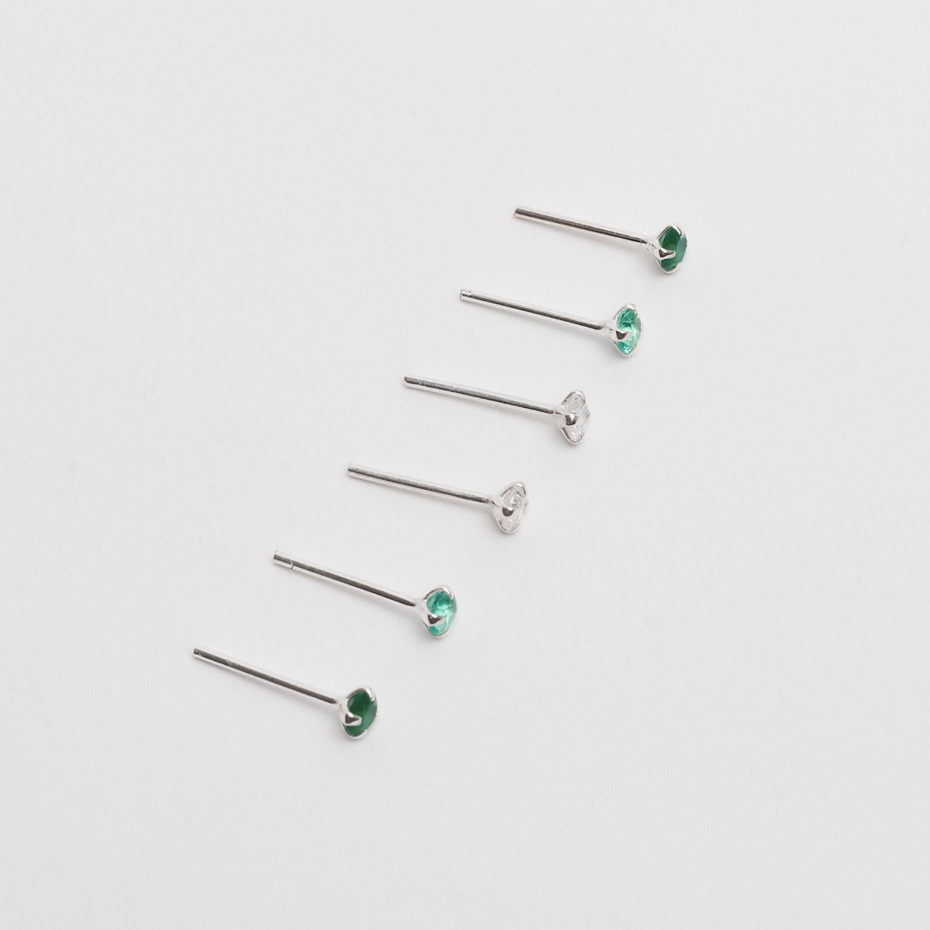 Imagem Secundária Trio zircônias 3mm cristal, turmalina e esmeralda