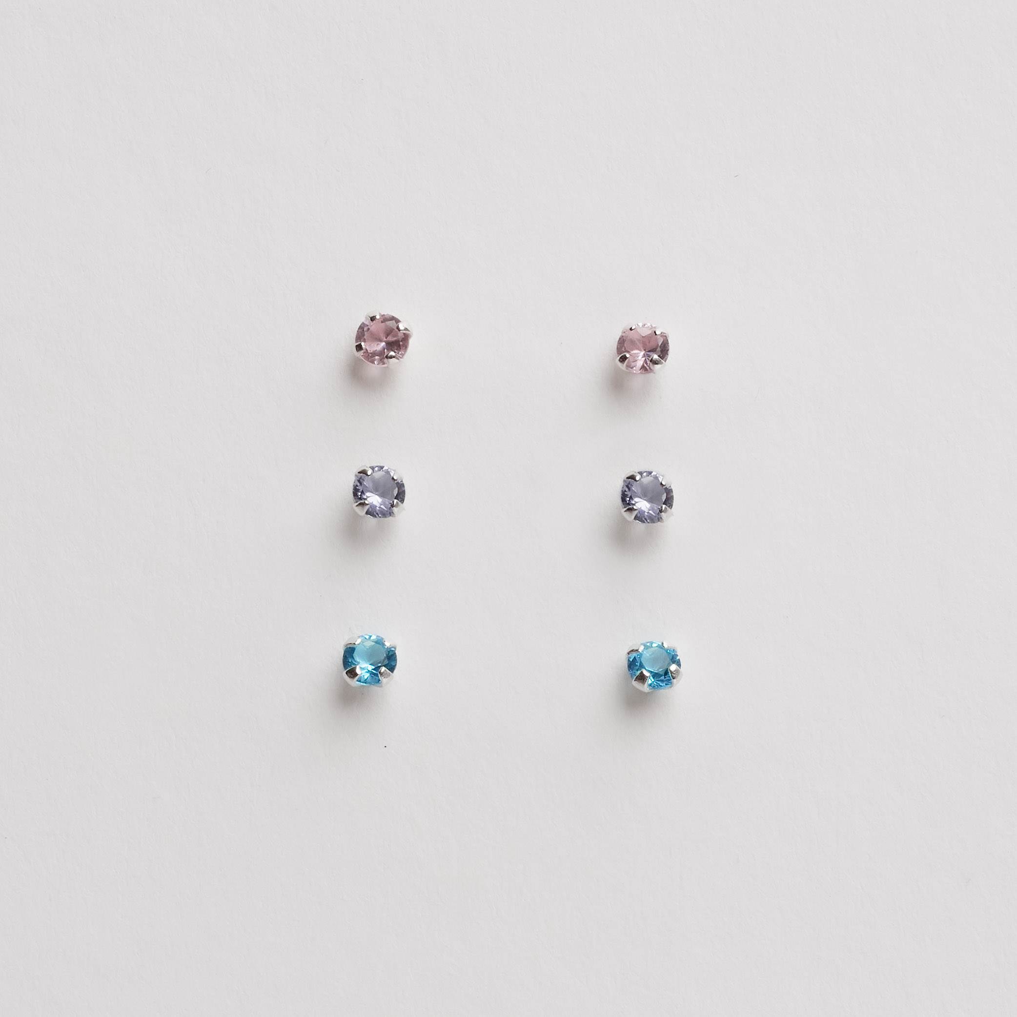 Imagem Trio zircônias 3mm rosa, lilás e azul