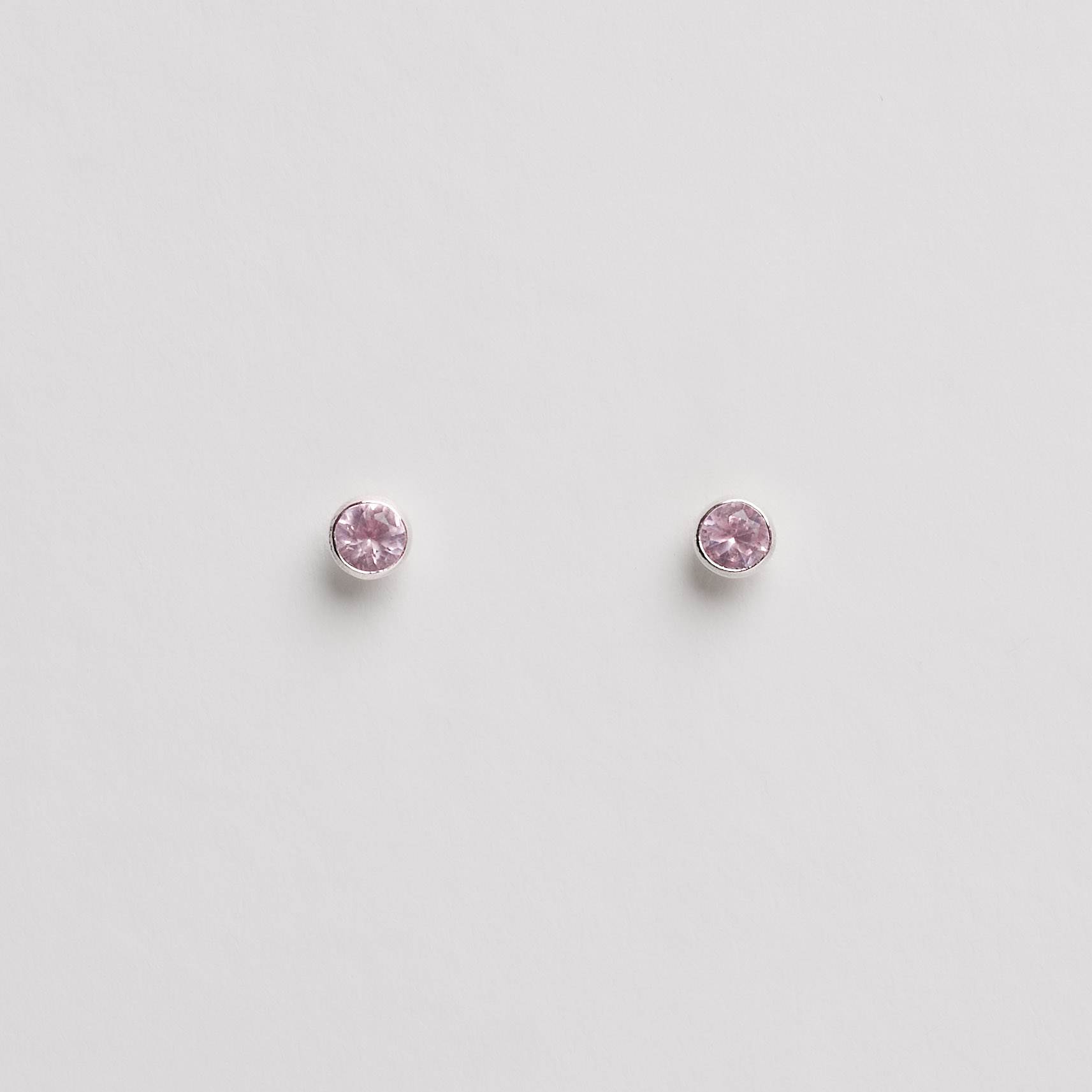 Brinco infantil zircônia rosa claro 3mm tarraxa baby - CI