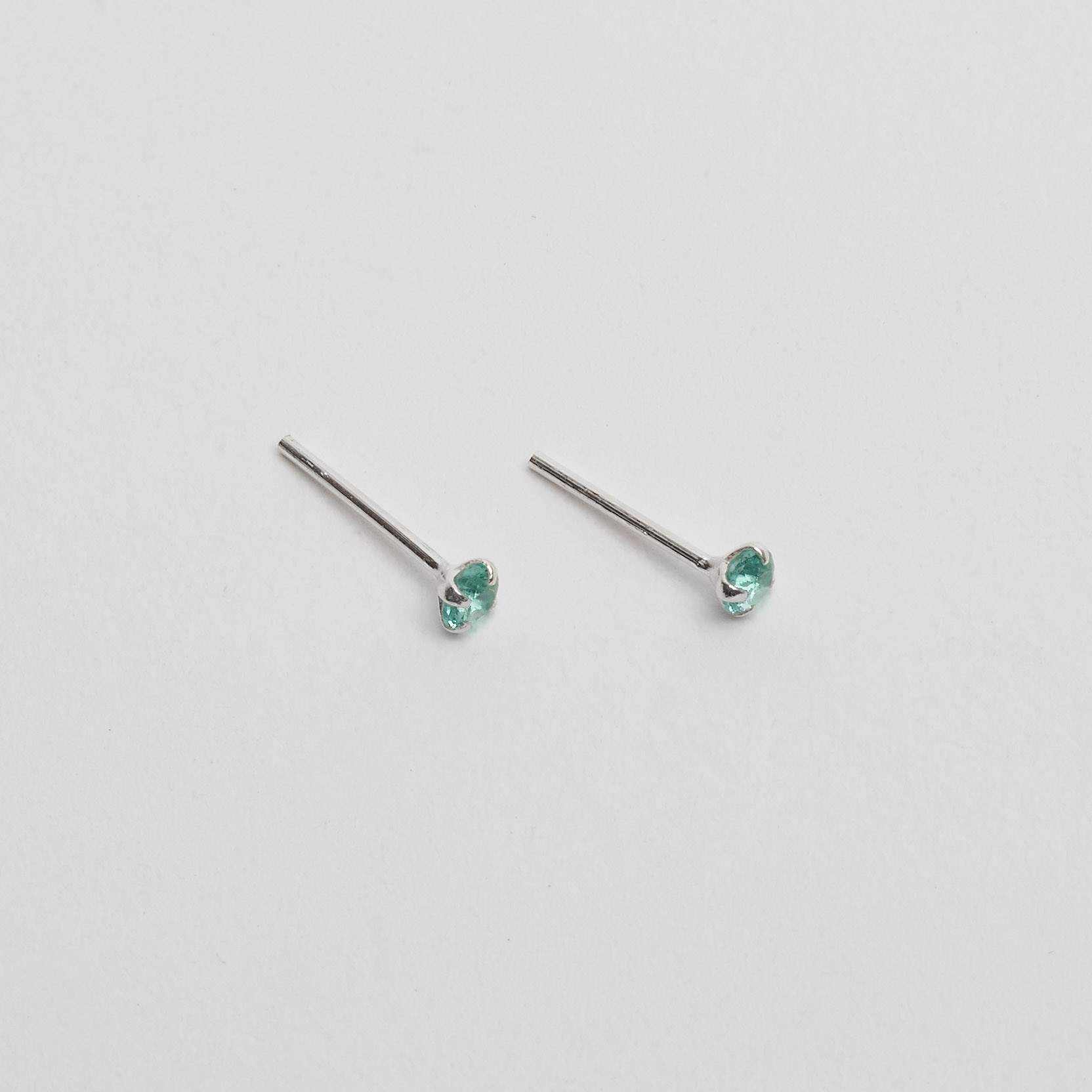 Imagem Secundária Brinco zircônia redonda turmalina 3mm
