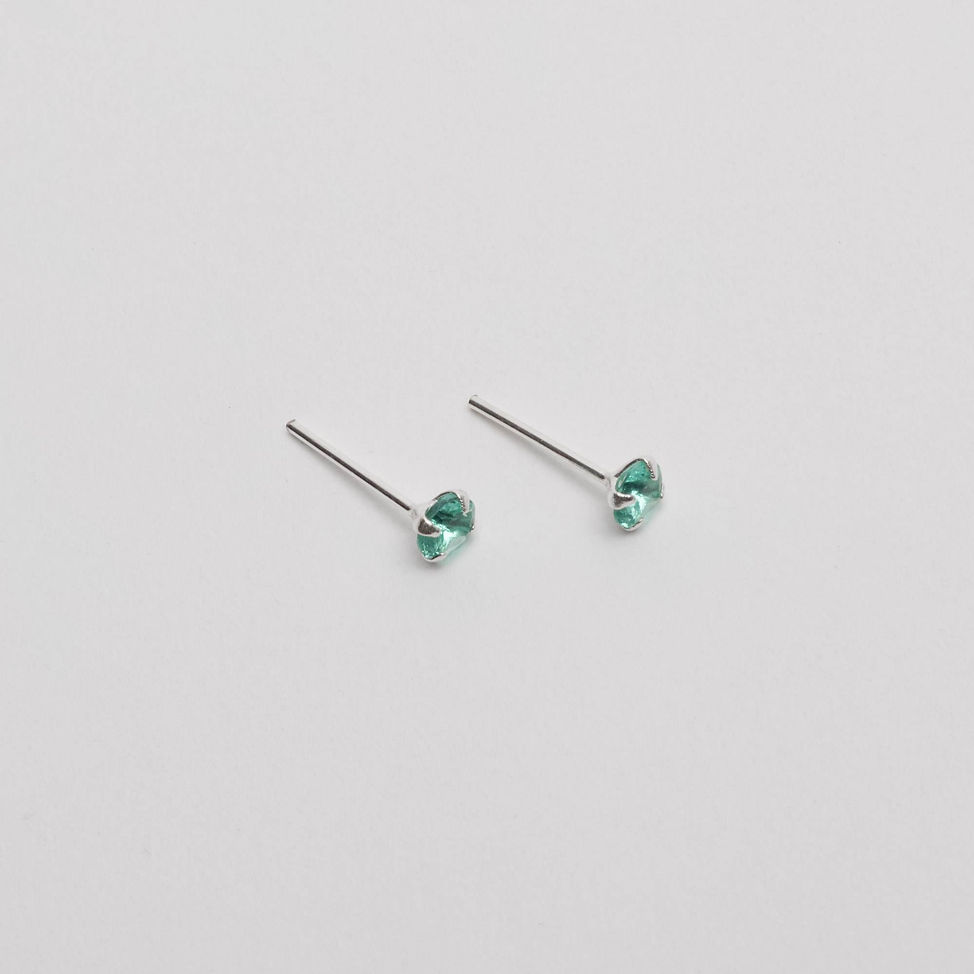 Imagem Secundária Brinco zircônia redonda turmalina 4mm