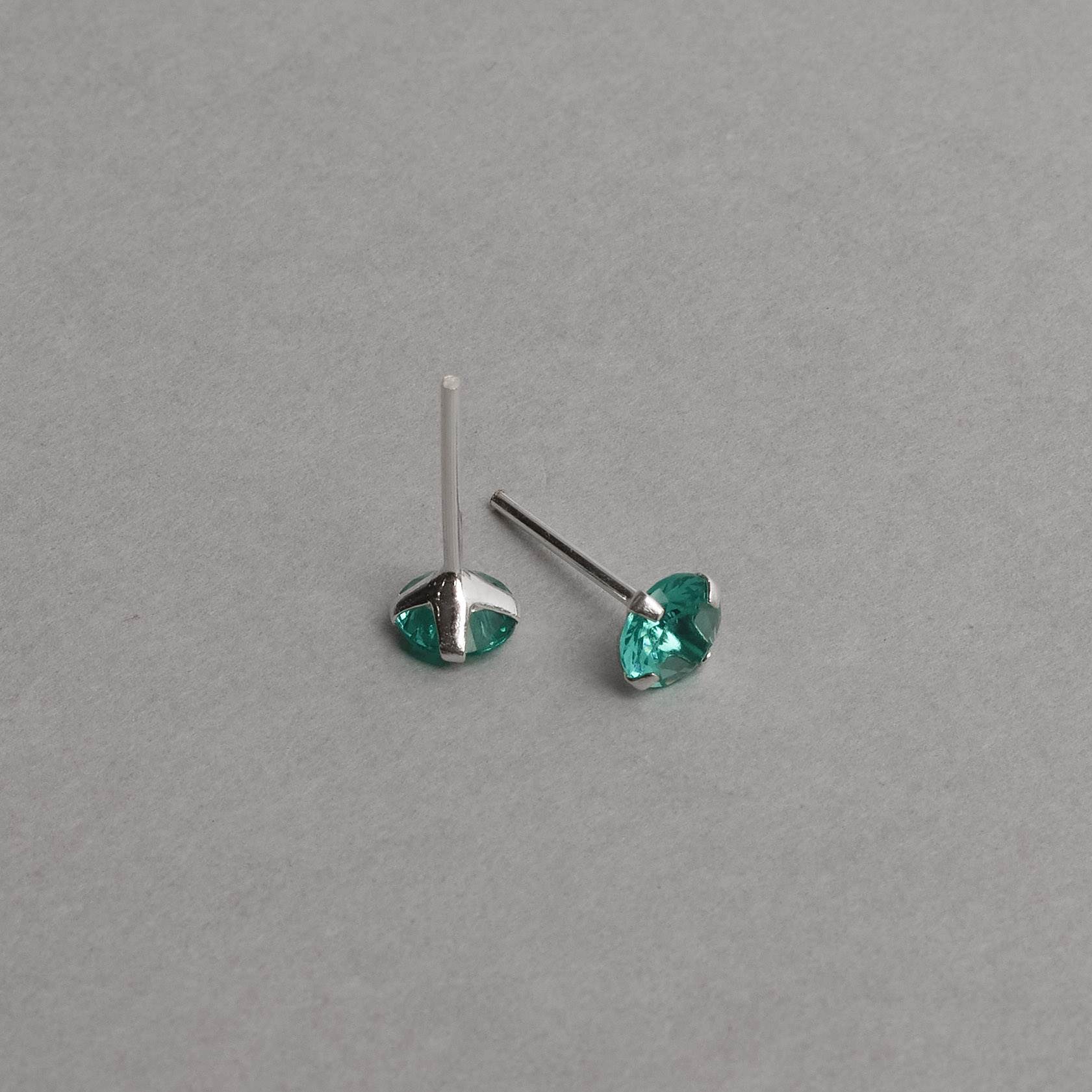 Brinco zircônia redonda turmalina 5mm