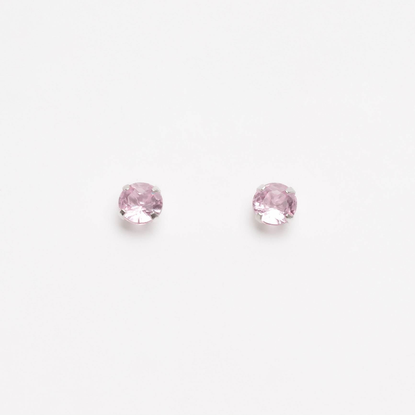 Brinco zircônia redonda rosa 5mm