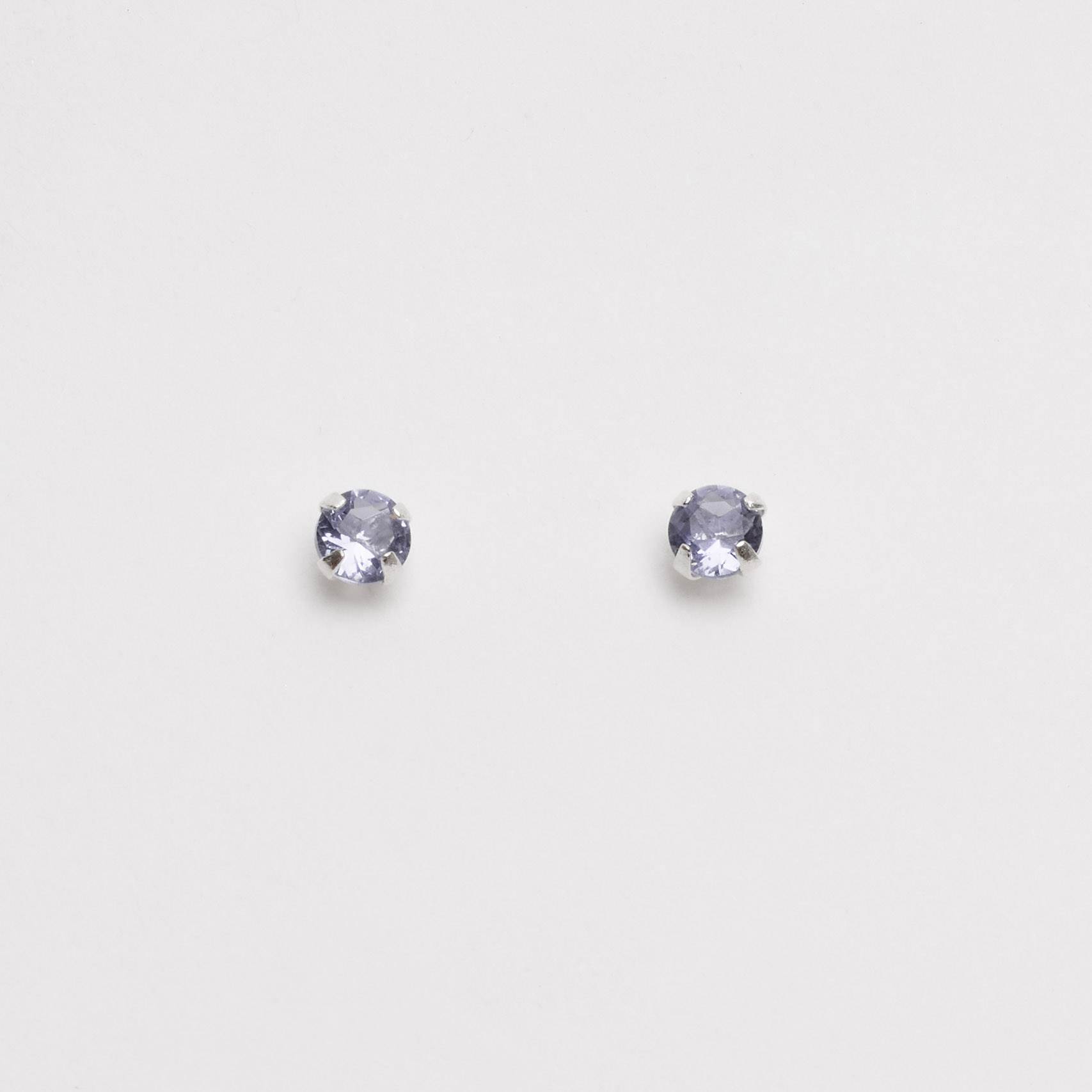 Imagem Brinco zircônia redonda lilás 4mm