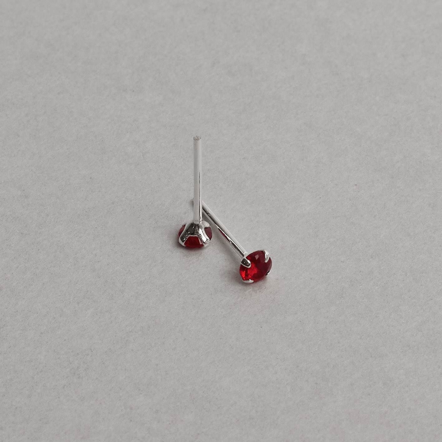 Imagem Secundária Brinco zircônia redonda rubi 4mm