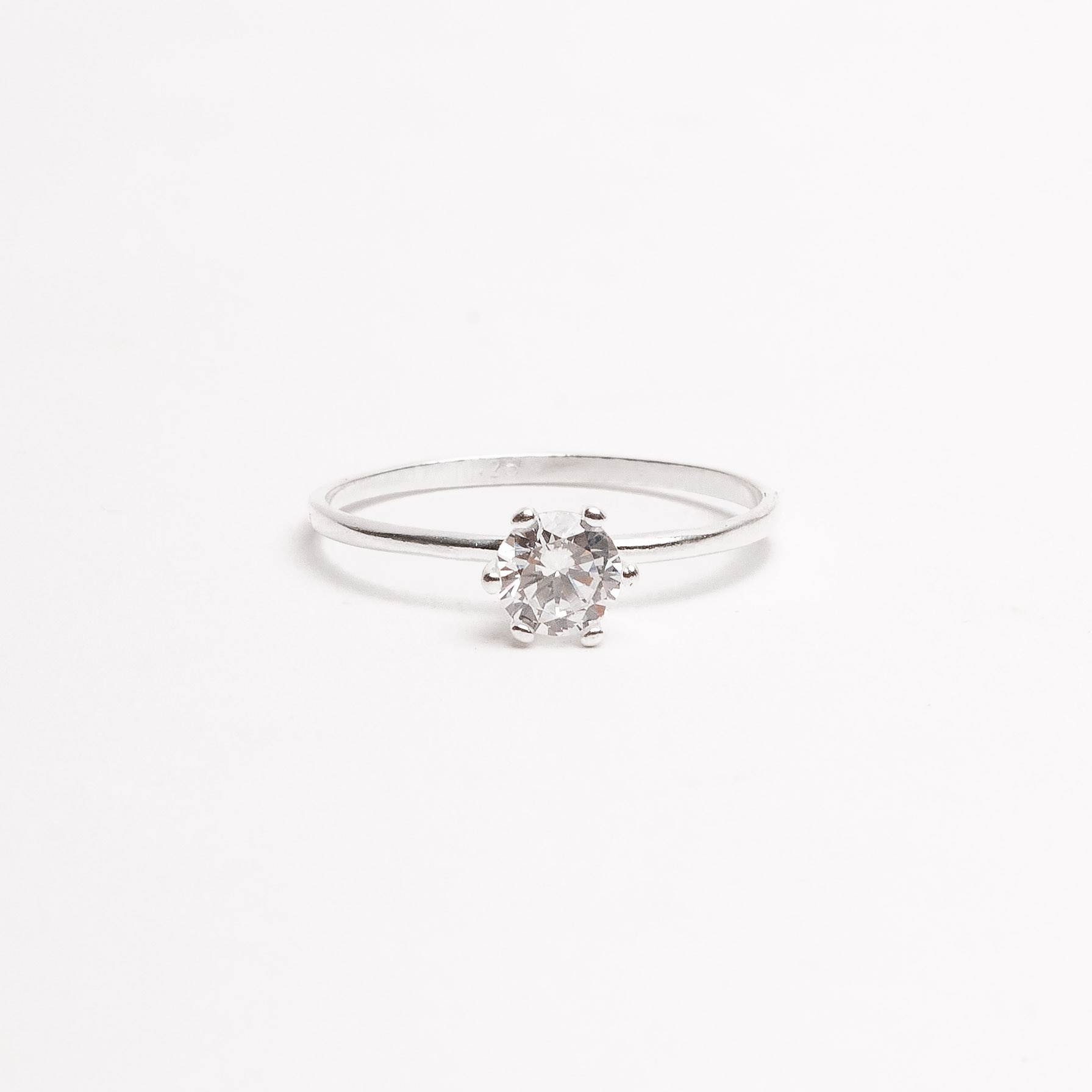 Anel solitário zircônia redonda 5mm cristal