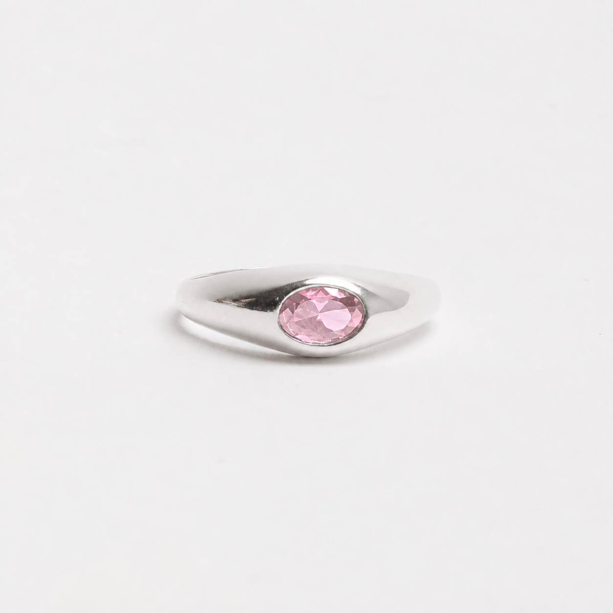 Imagem Anel zircônia oval rosa
