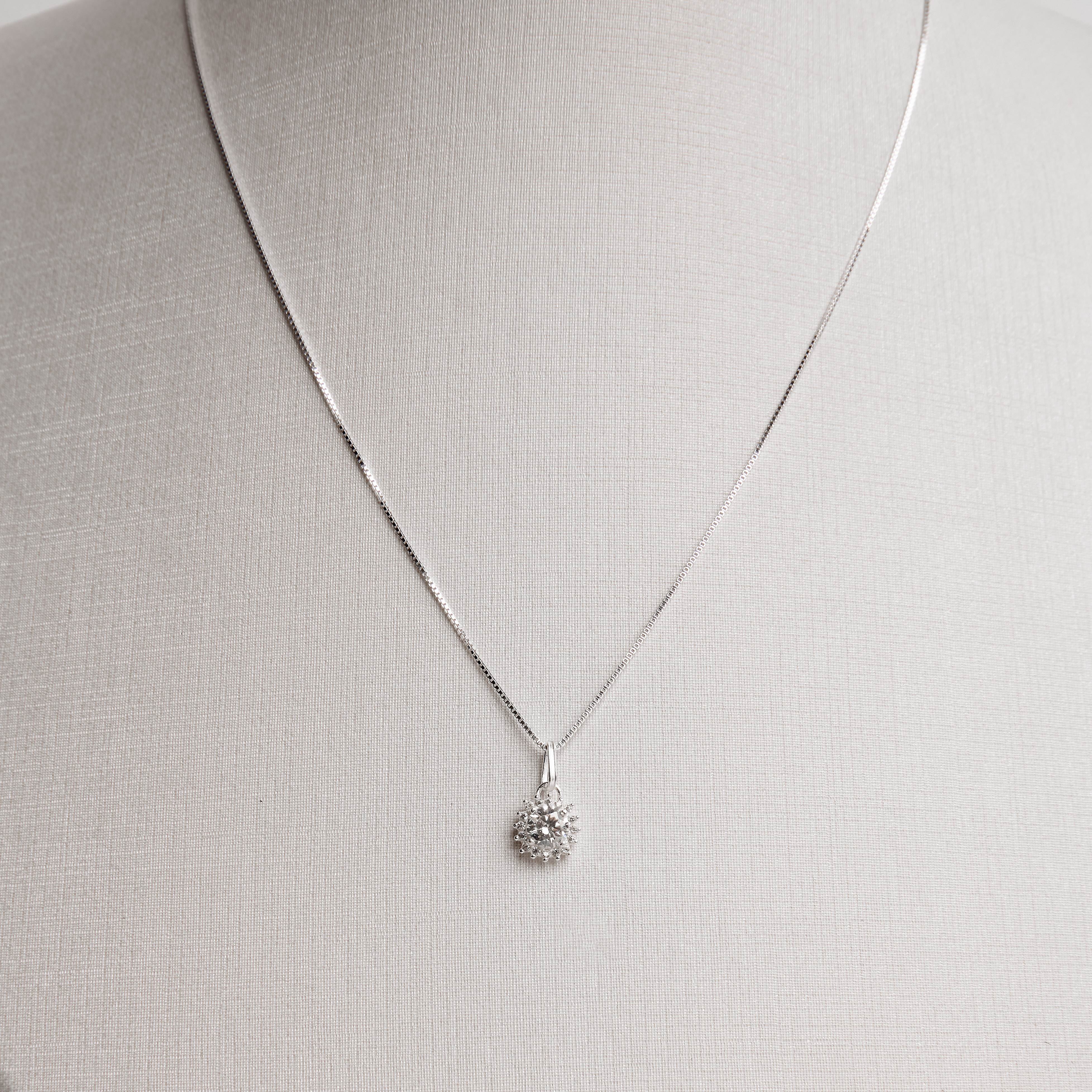 Imagem Secundária Colar pingente zircônia redonda com cravejado cristal 8mm 40cm
