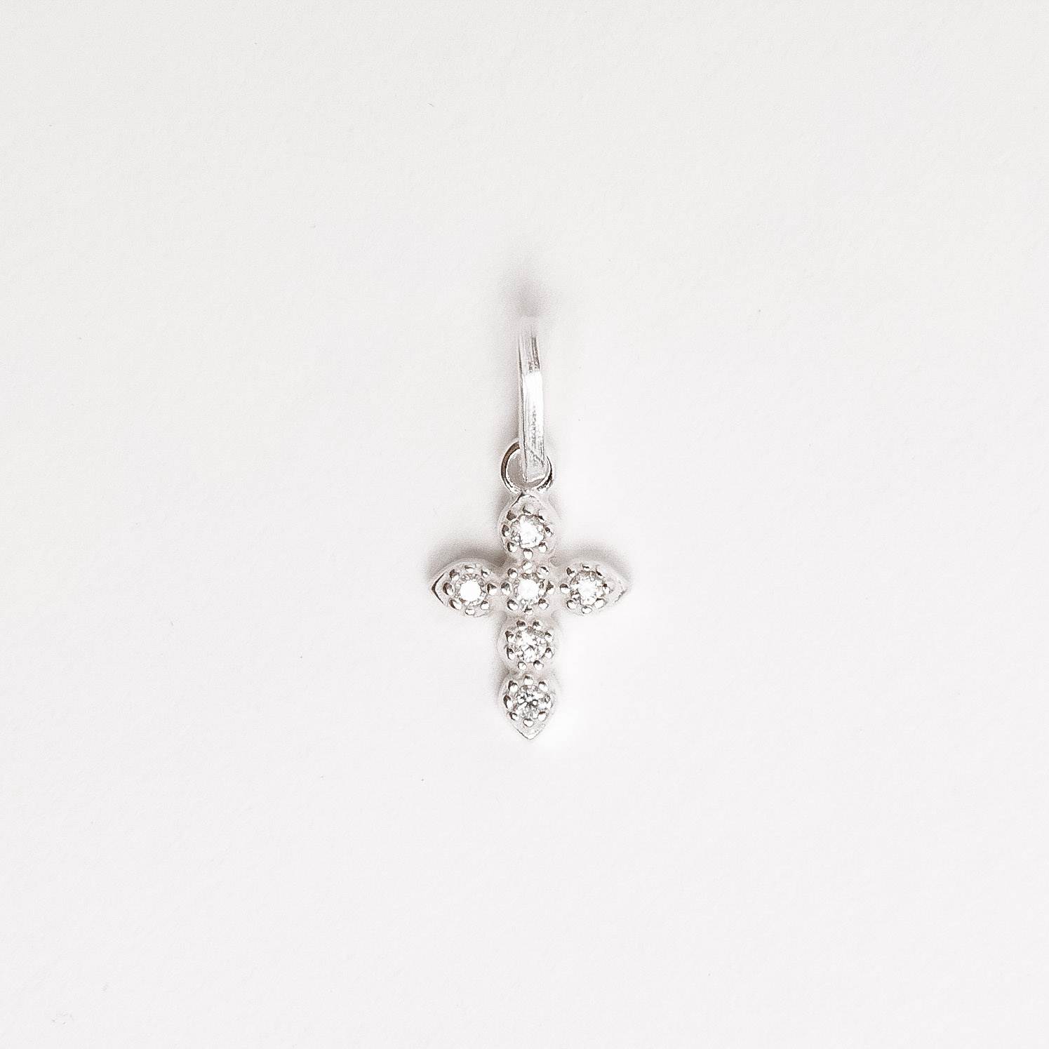 Pingente cruz cravejada cristal 9mm