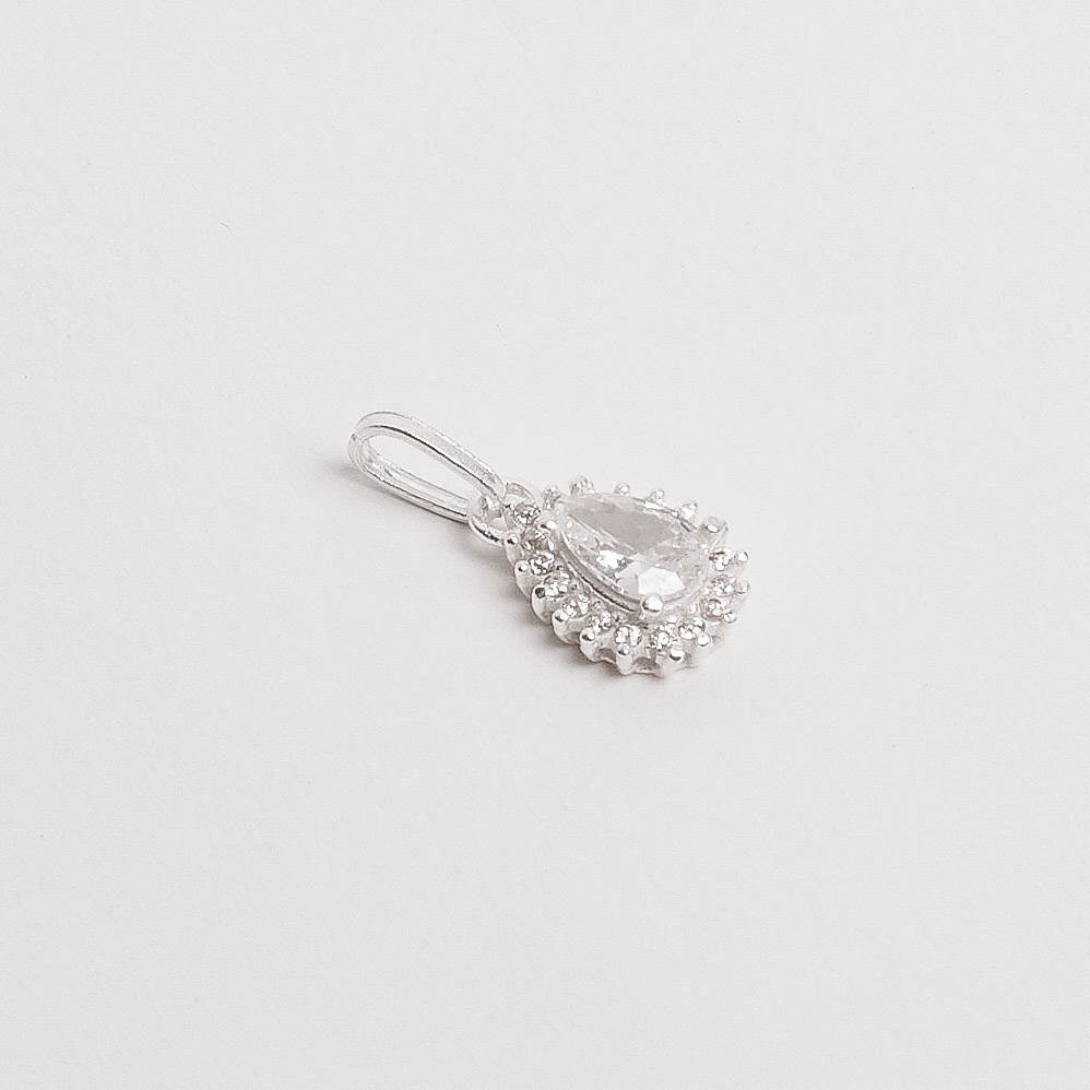 Imagem Secundária Pingente zircônia gota com cravejado cristal 9mm