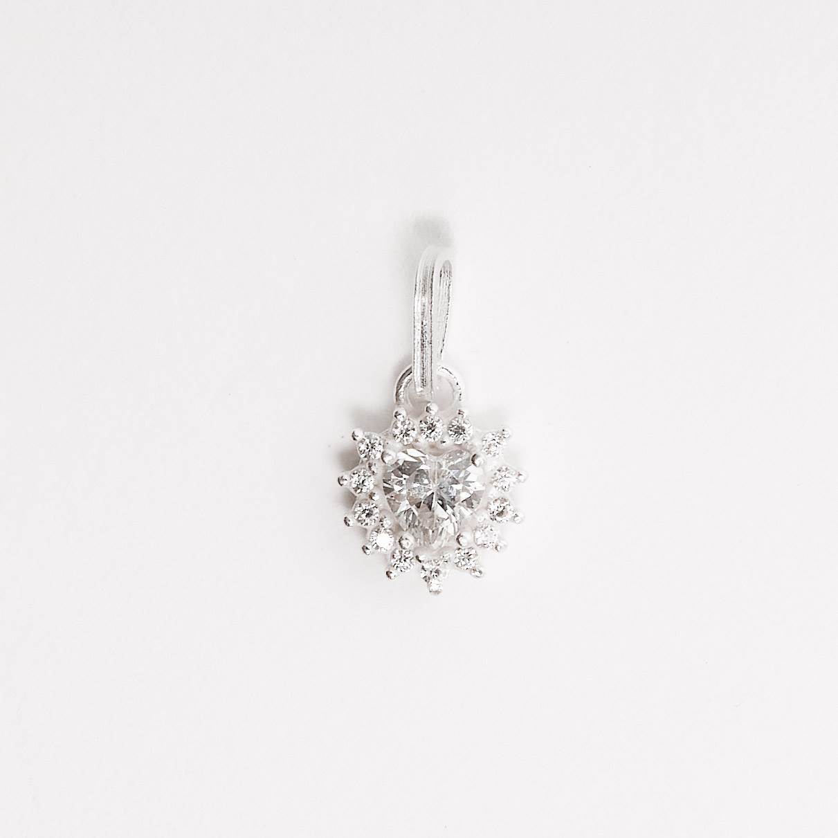 Pingente zircônia coração com cravejado 7mm cristal