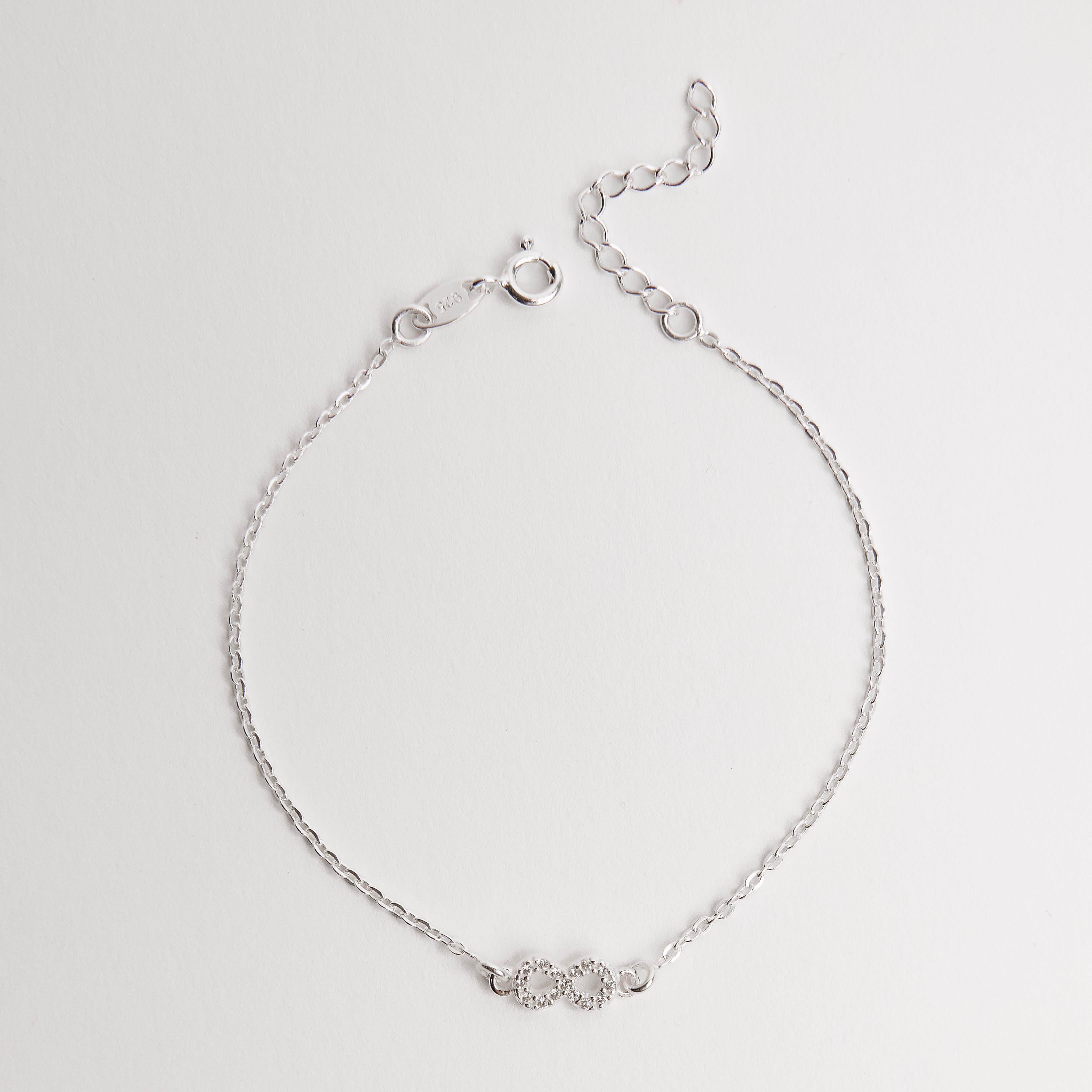 Pulseira entremeio infinito cravejado 9mm 17+3cm