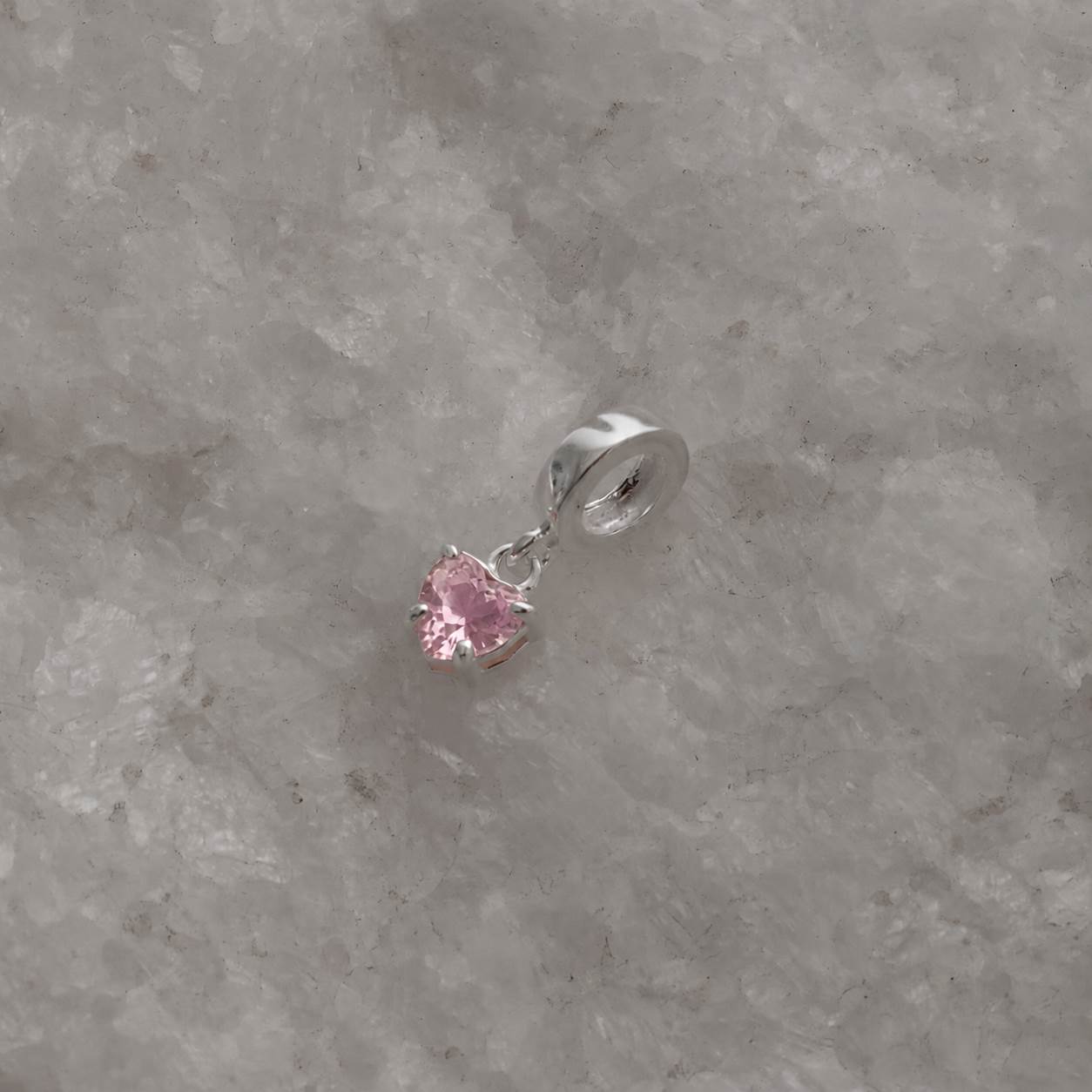 Berloque pingente zircônia coração rosa 5mm
