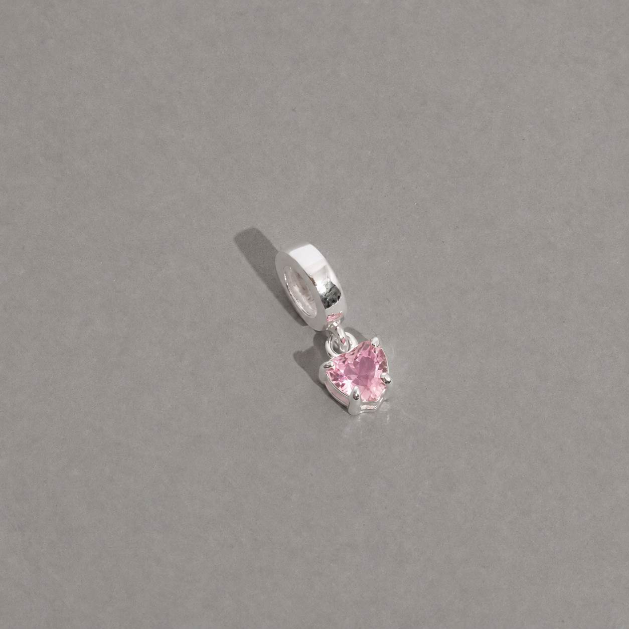 Berloque pingente zircônia coração rosa 5mm