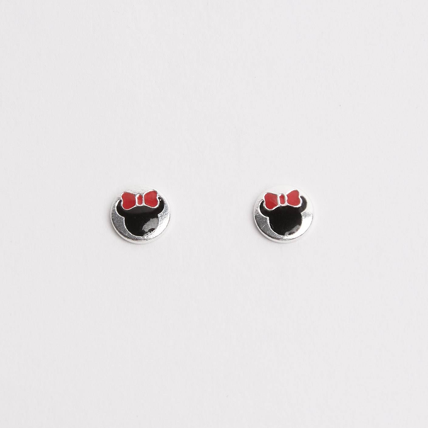 Brinco infantil medalha minnie resina 6mm tarraxa baby