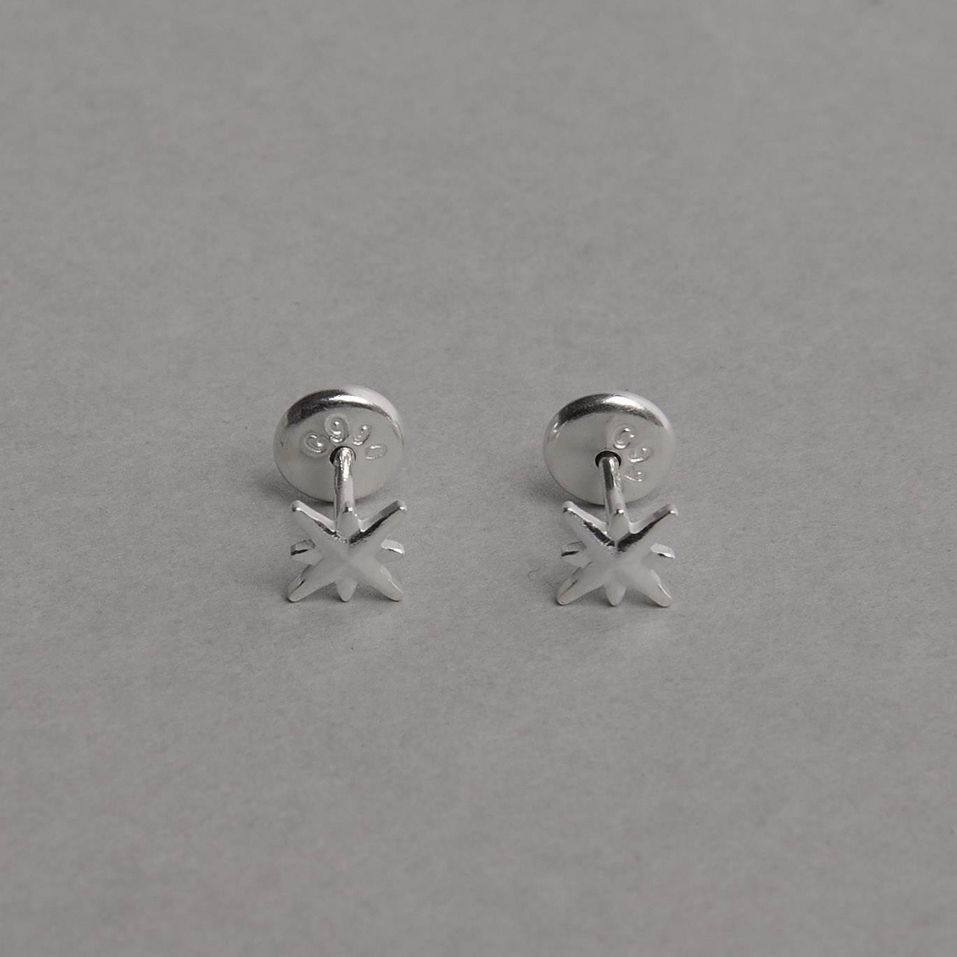 Imagem Secundária Brinco infantil estrela oito pontas 6mm tarraxa baby