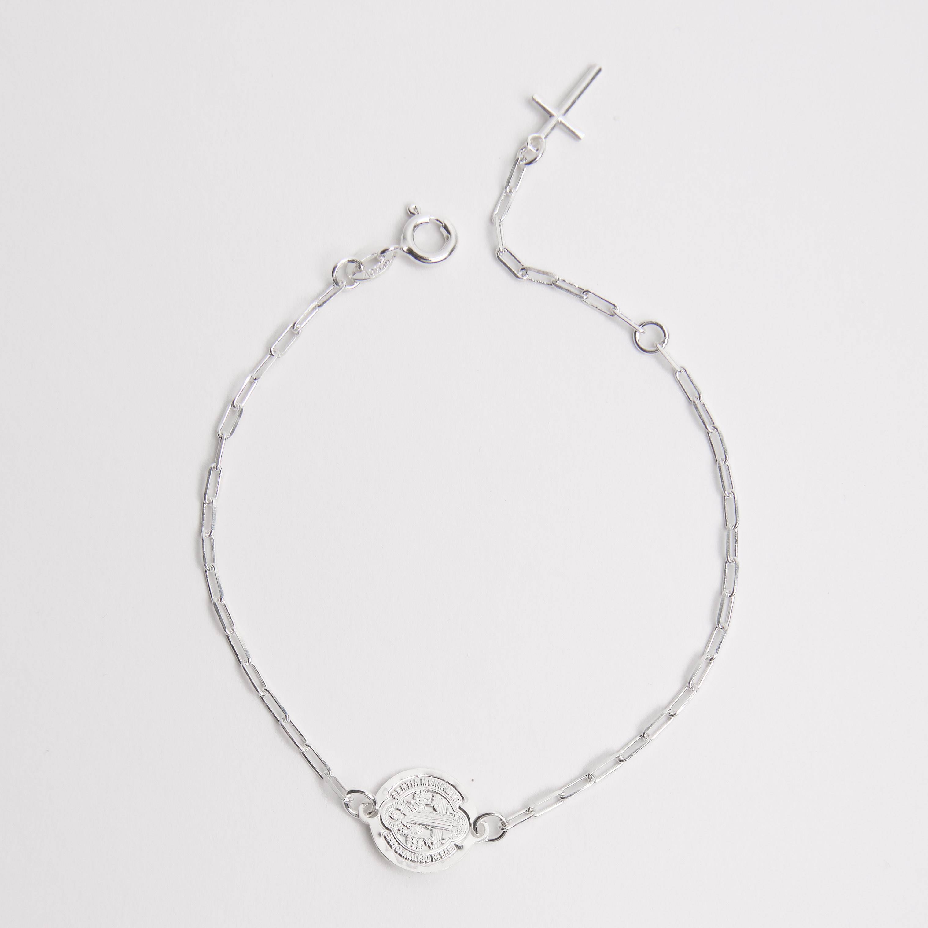 Pulseira entremeio São Bento 12mm com cruz corrente cartier 20cm