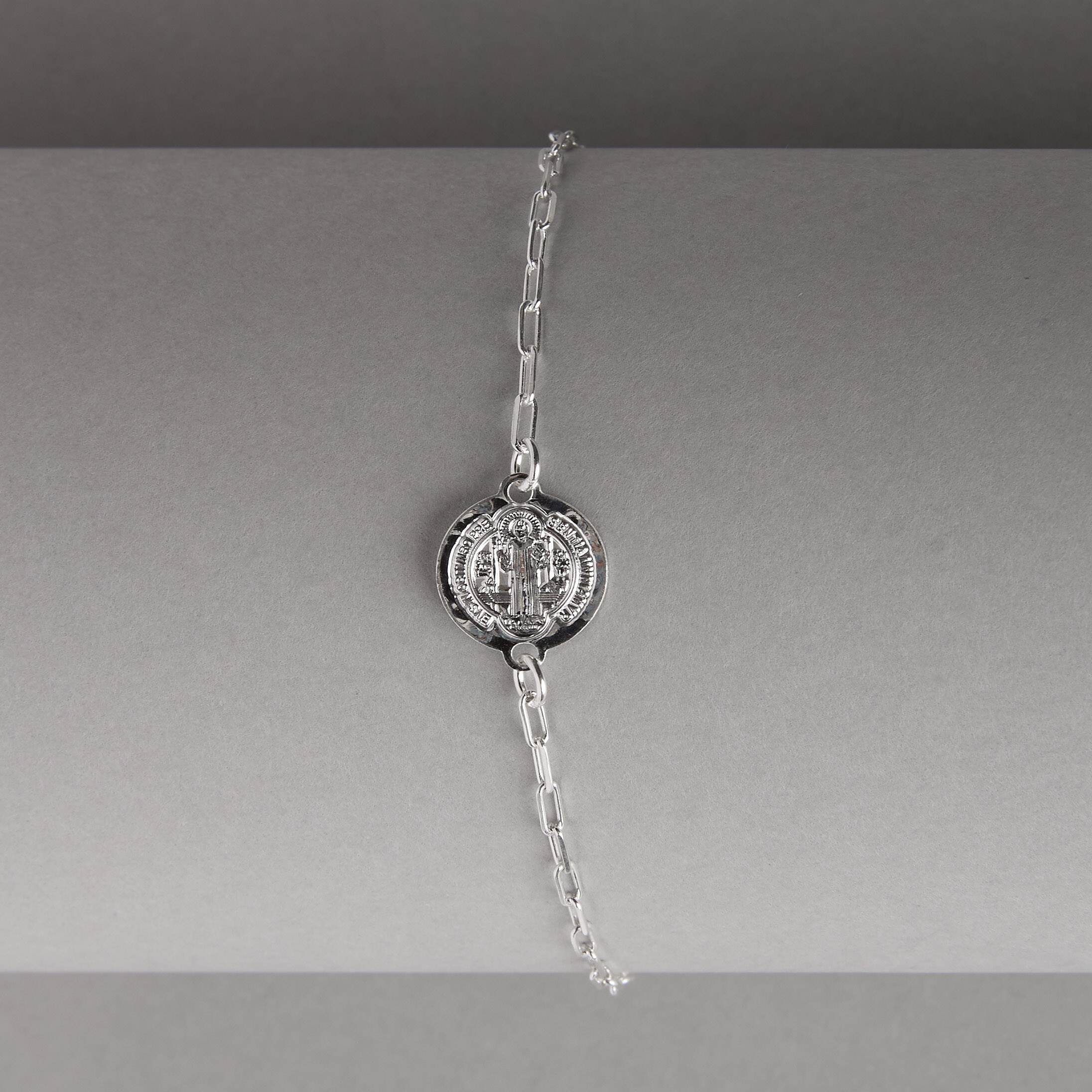 Imagem Secundária Pulseira entremeio São Bento 12mm com cruz corrente cartier 20cm