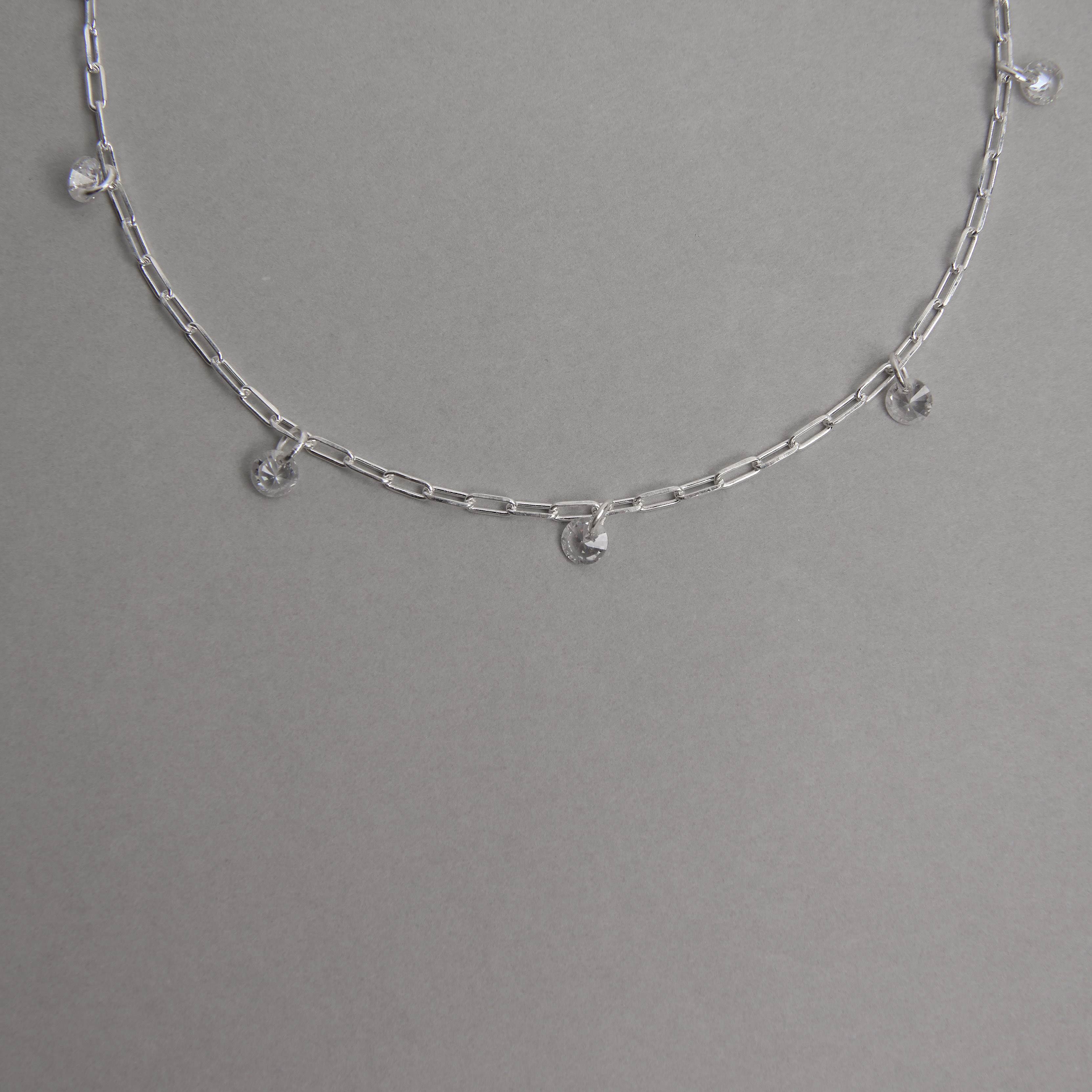 Pulseira pingentes zircônias 4mm corrente cartier 16+3cm