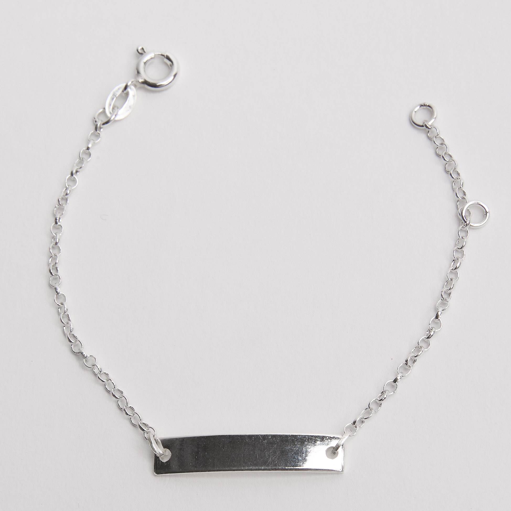 Pulseira infantil entremeio placa 25mm corrente elo português 14cm