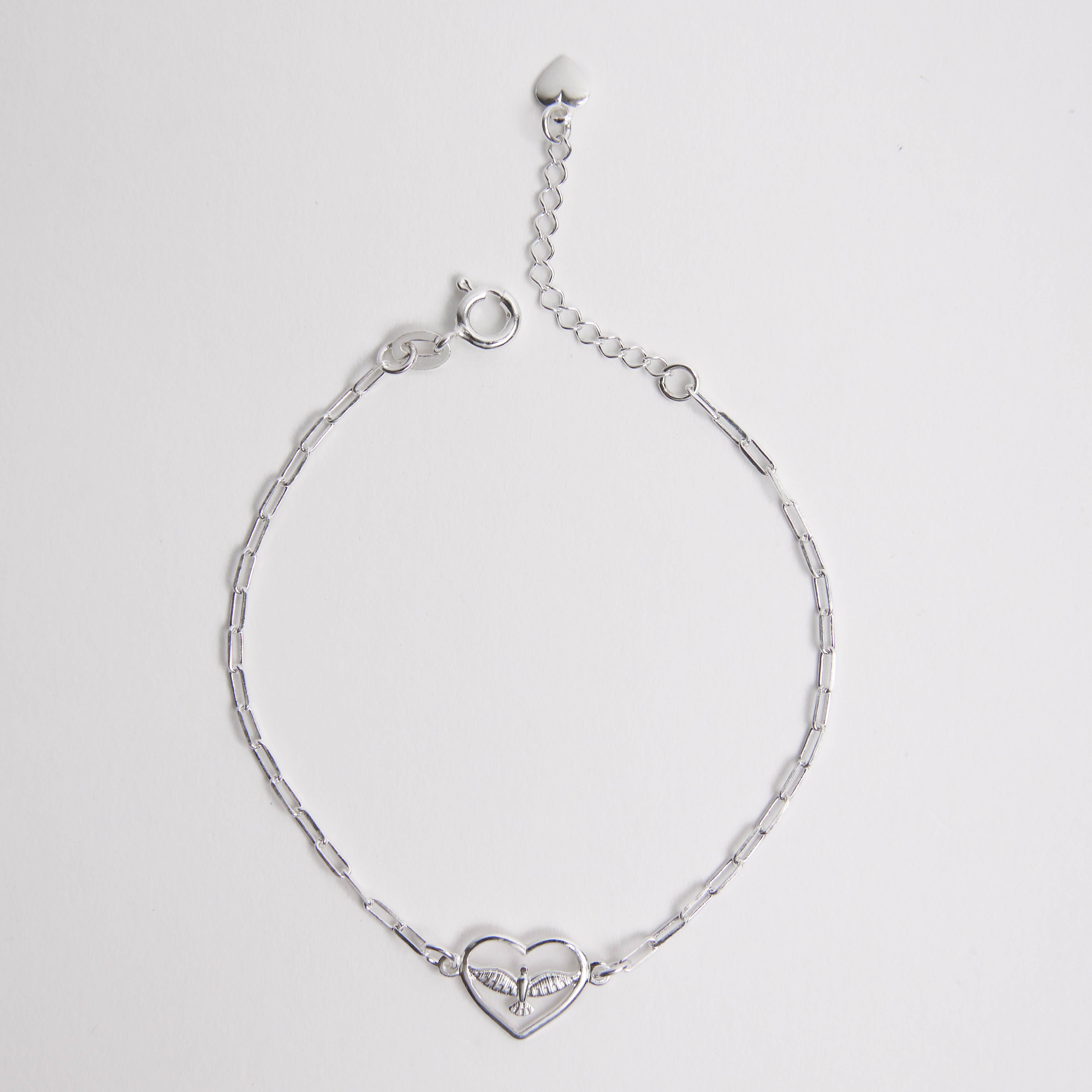 Imagem Pulseira entremeio coração Espírito Santo 11mm corrente cartier 16+4cm