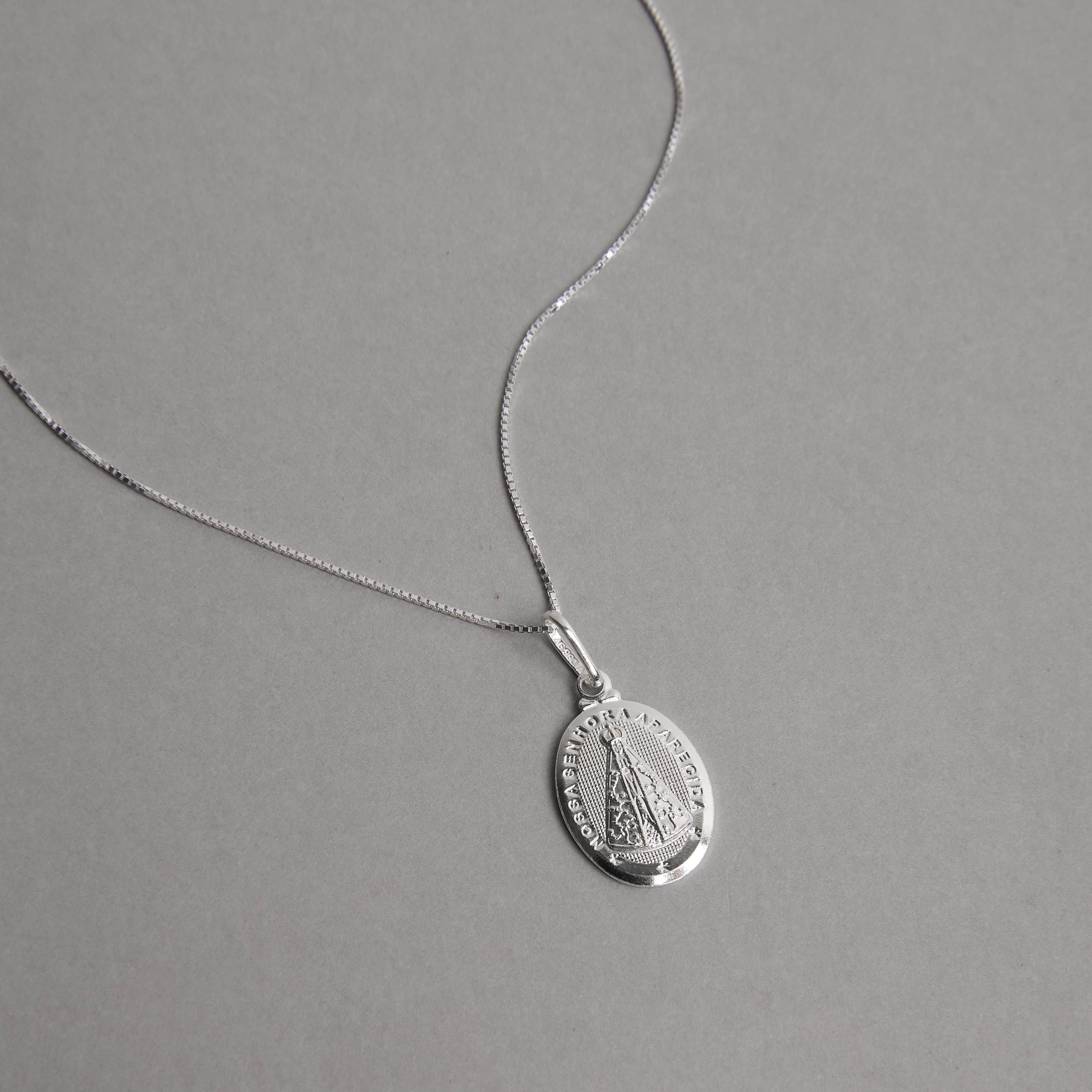 Imagem Secundária Colar pingente medalha Nsa. Sra. Aparecida 20mm 45cm