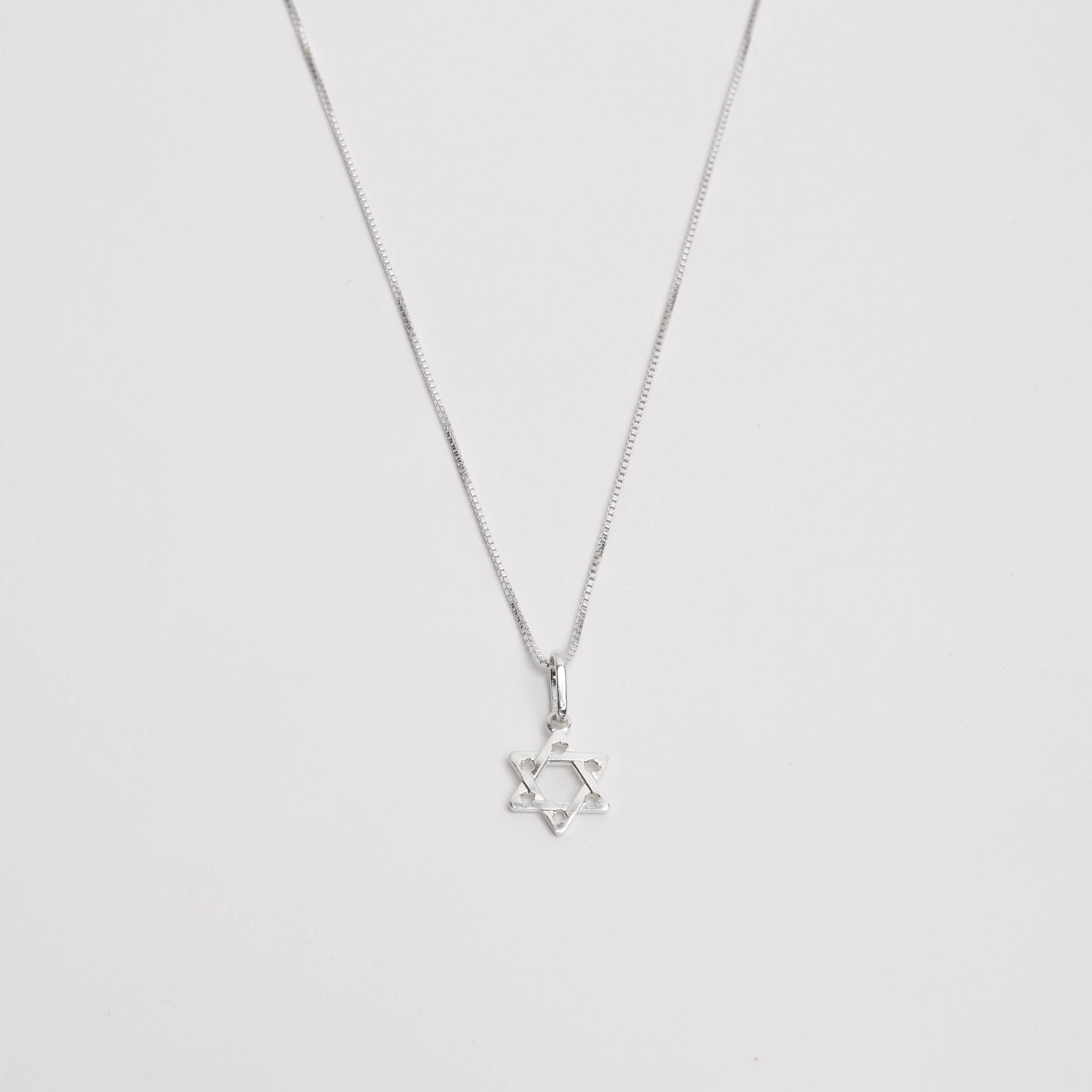 Colar pingente estrela de Davi lisa 12mm 40cm