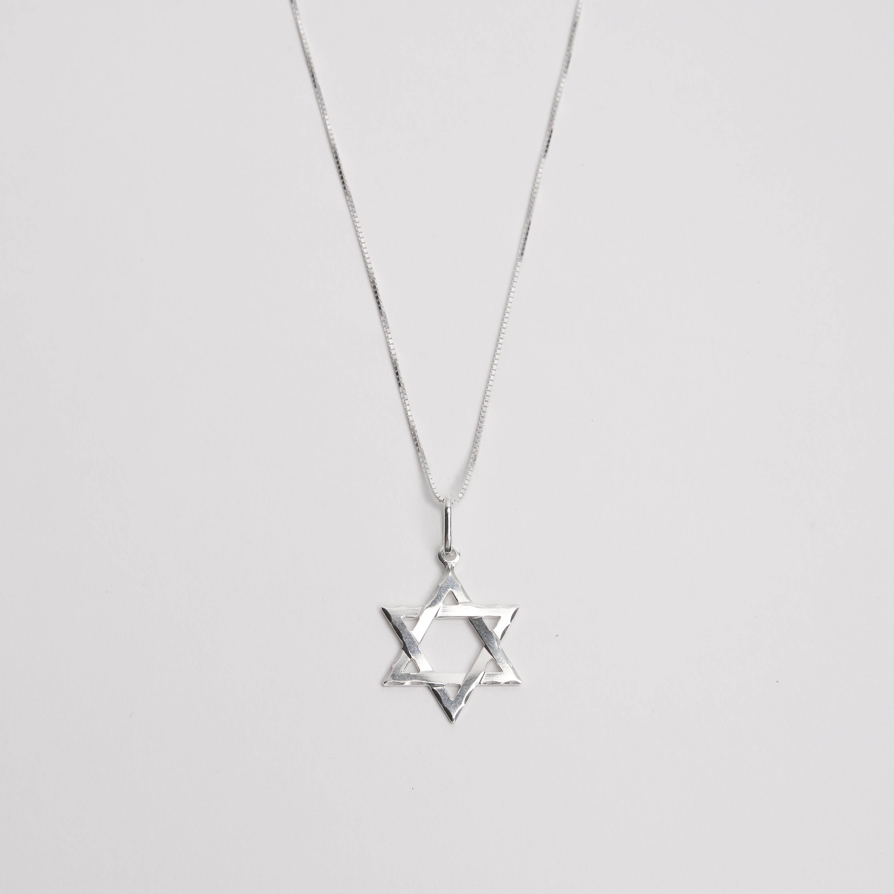 Colar pingente estrela de Davi 22mm 45cm