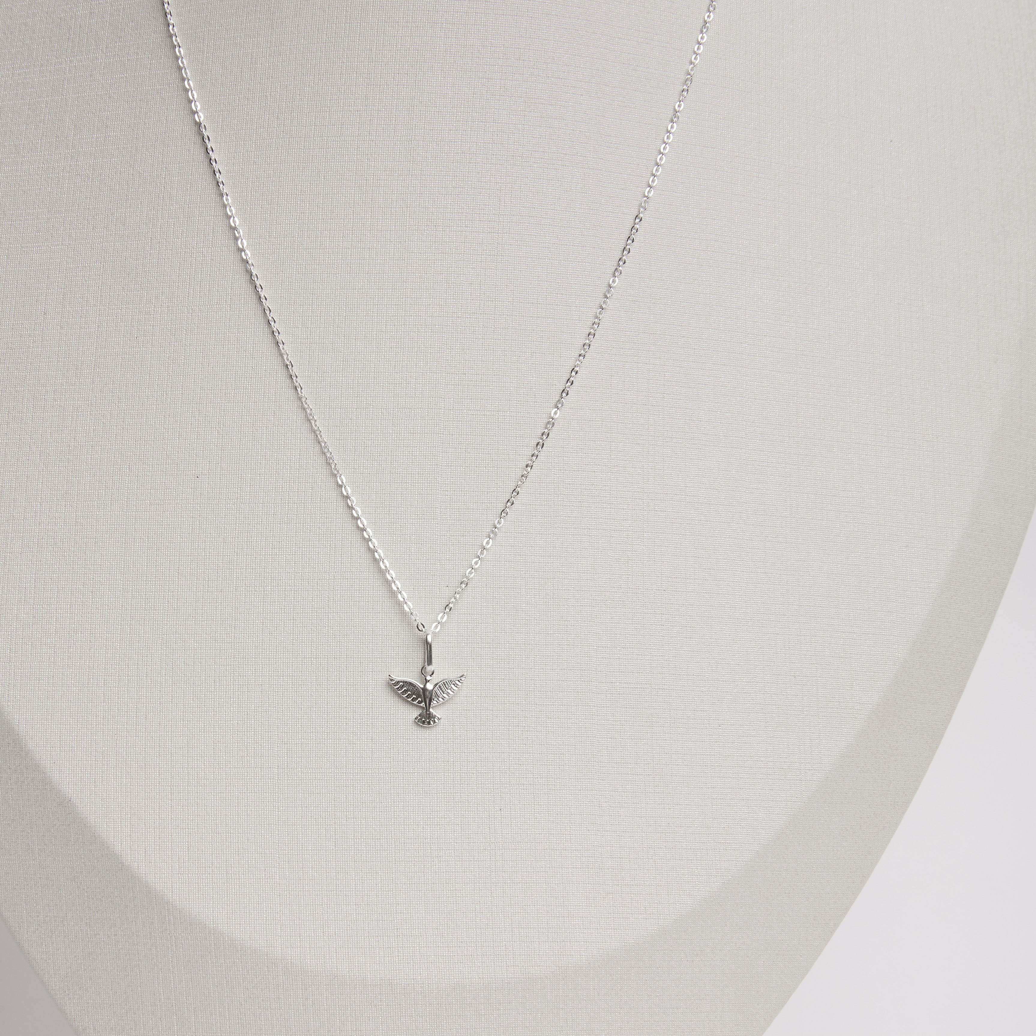 Colar pingente Espírito Santo desenhado 12mm corrente cadeadinho 45cm