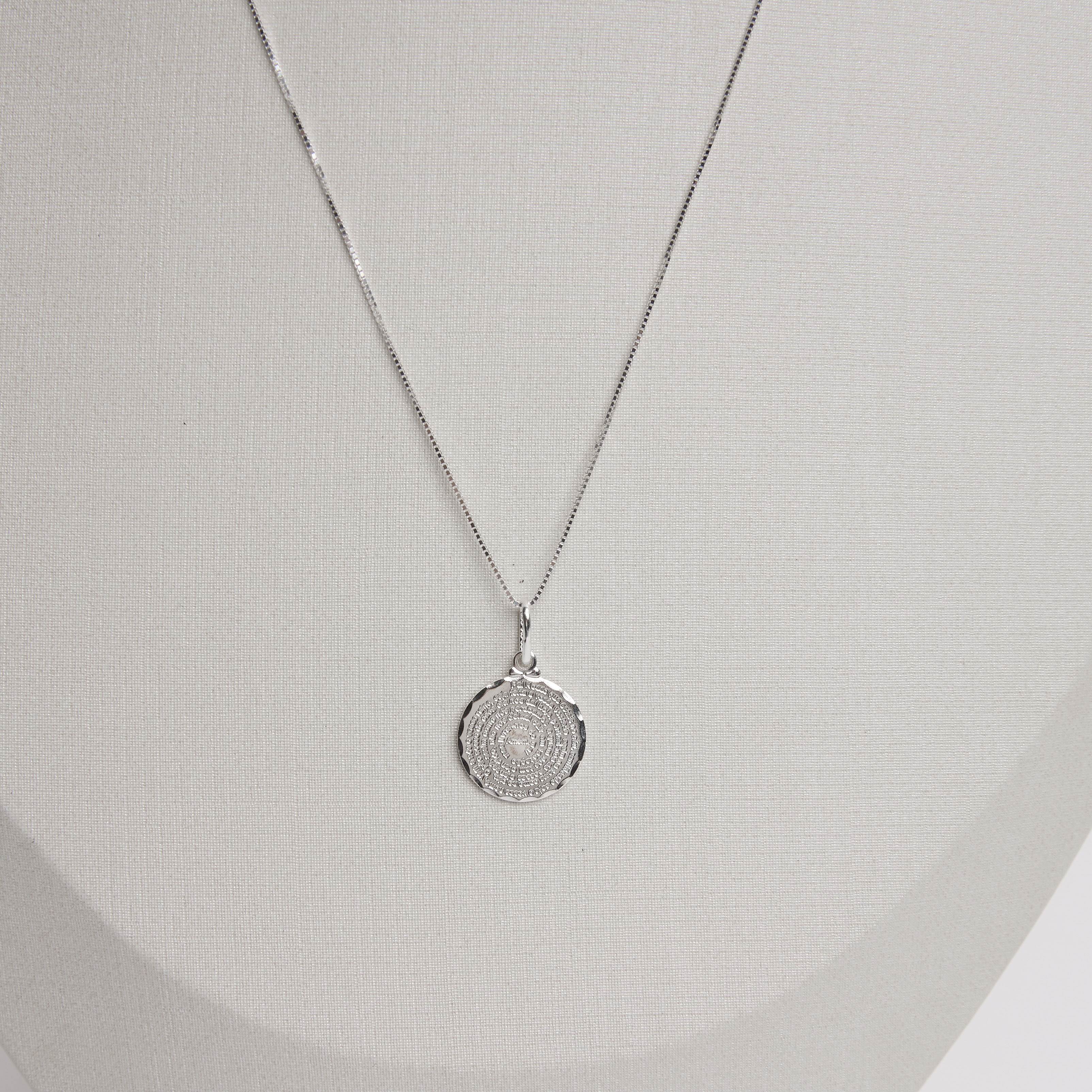 Imagem Secundária Colar pingente medalha Pai Nosso 15mm 45cm