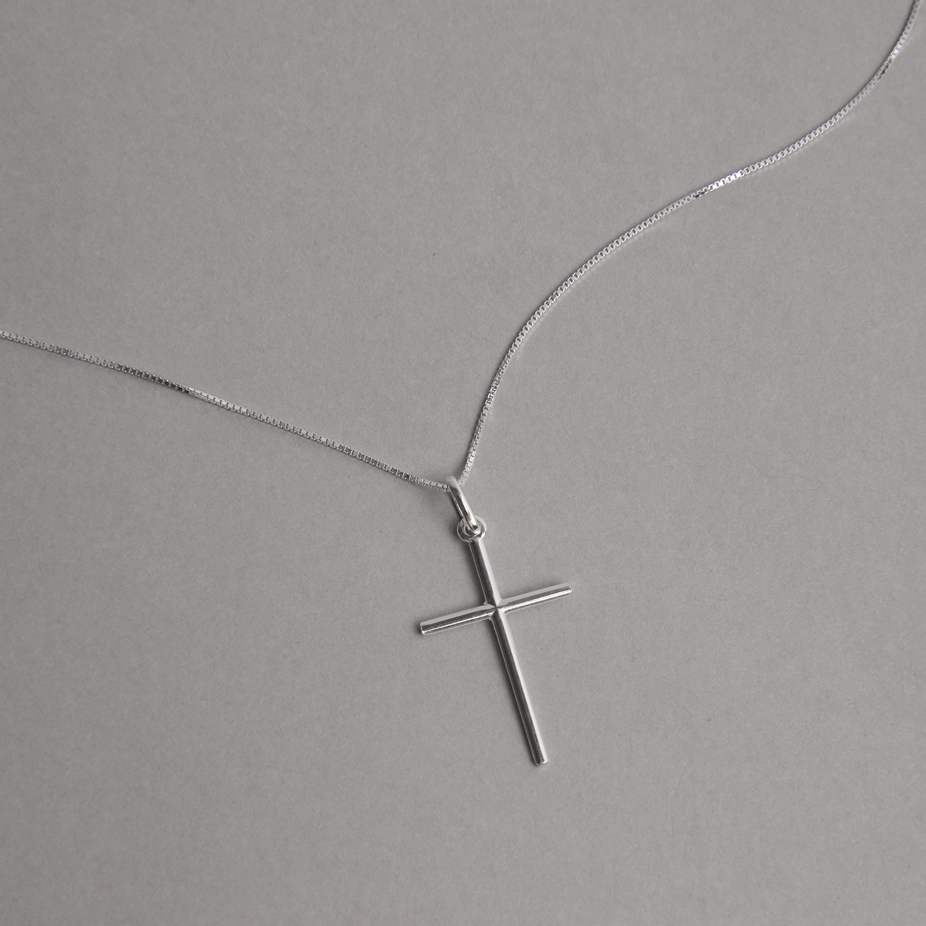 Imagem Secundária Colar pingente cruz palito 25mm 45cm