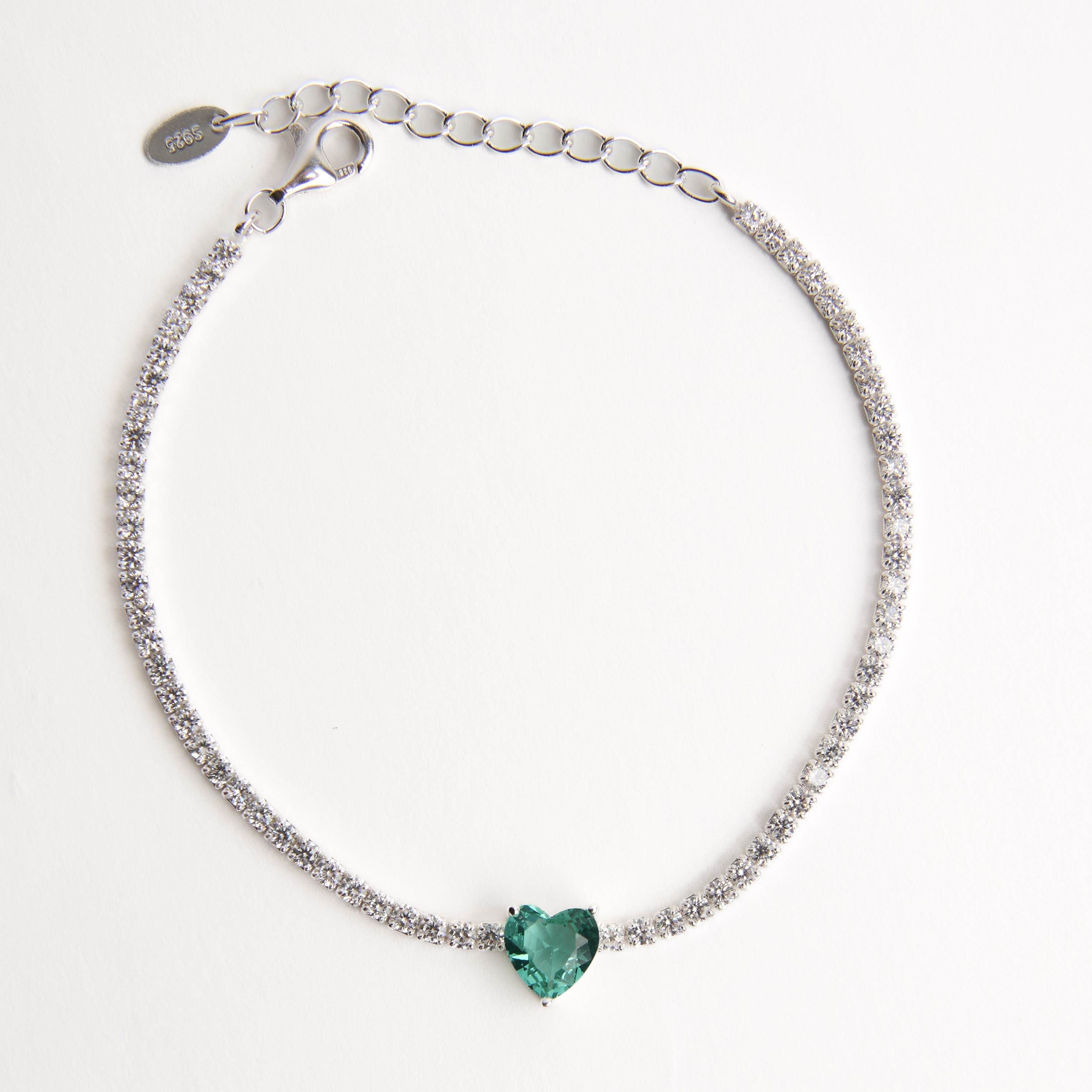 Imagem Pulseira Riviera 2.1 com zircônia coração turmalina 16+4cm