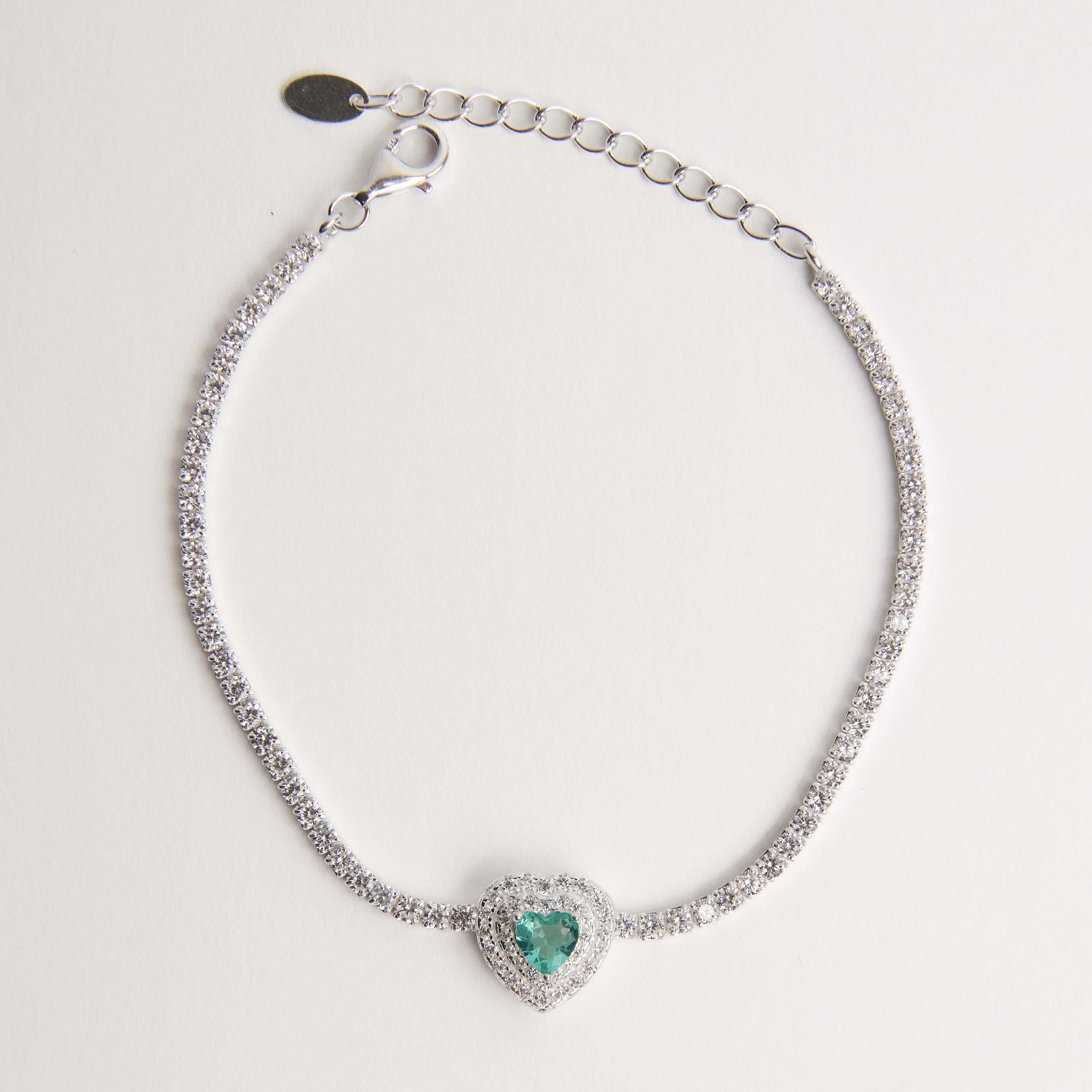Imagem Pulseira Riviera 2.1 zircônia coração turmalina com cravejado 16+4cm