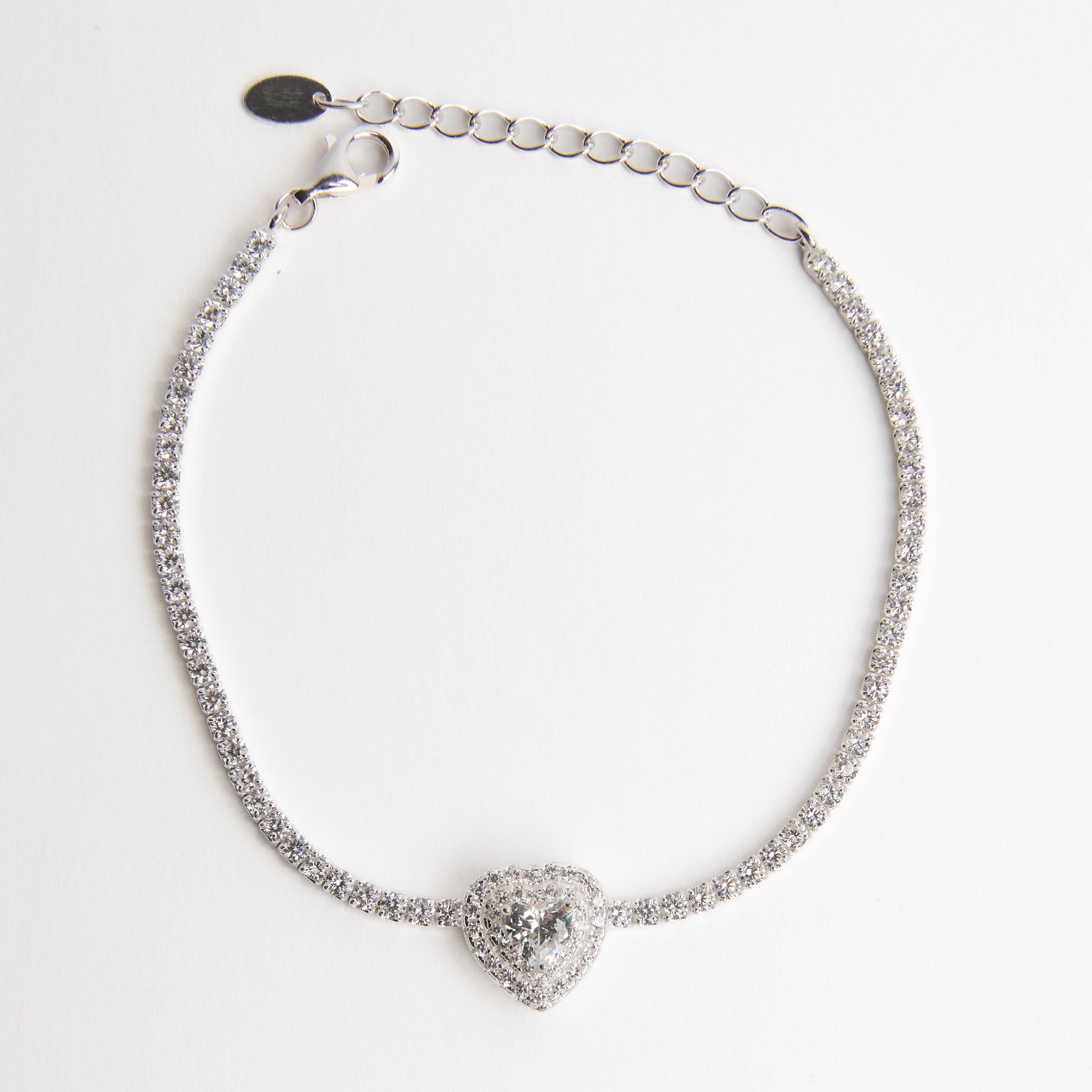 Imagem Pulseira Riviera 2.1 zircônia coração com cravejado 16+4cm