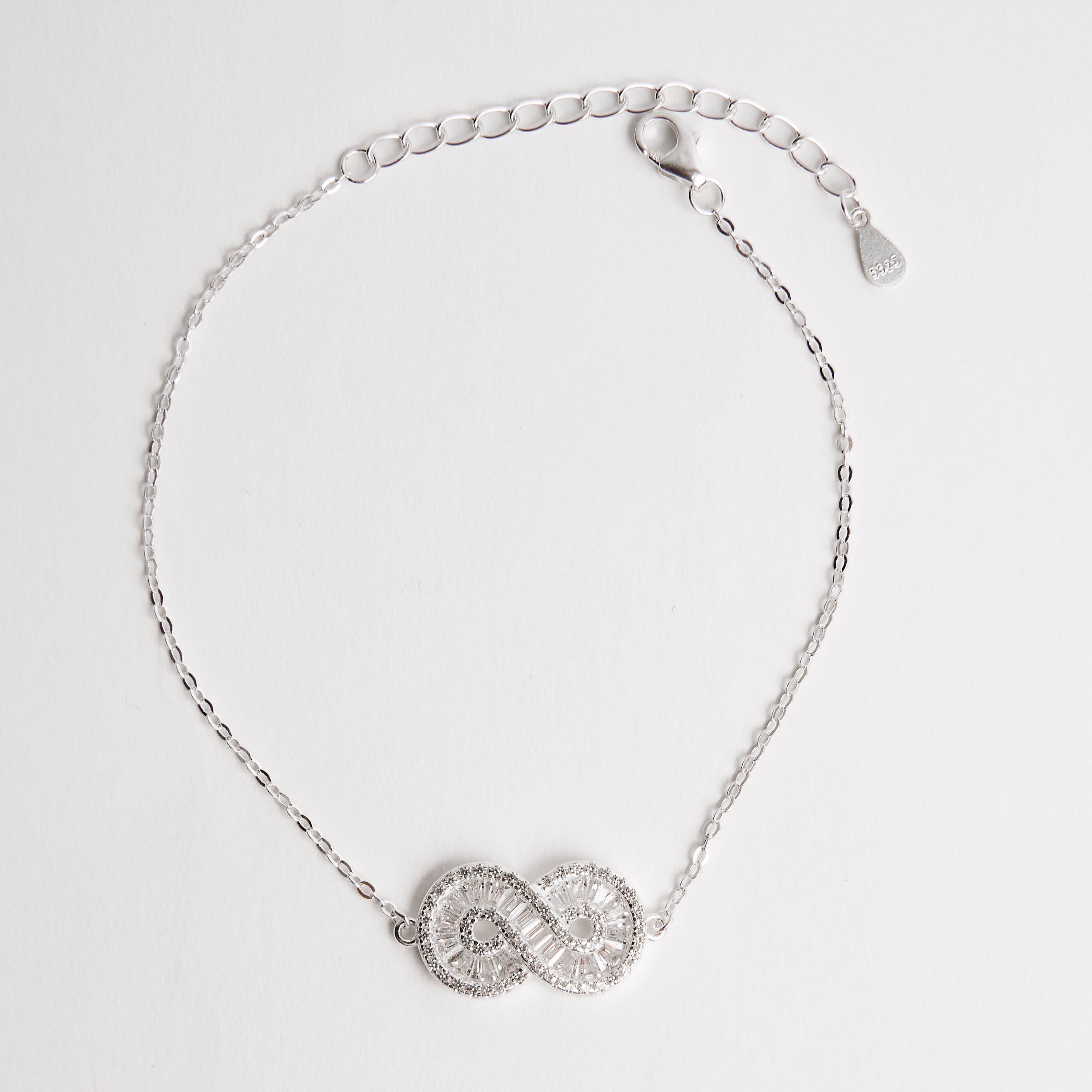 Imagem Pulseira entremeio infinito cravejado 17mm corrente cadeado 16+4cm