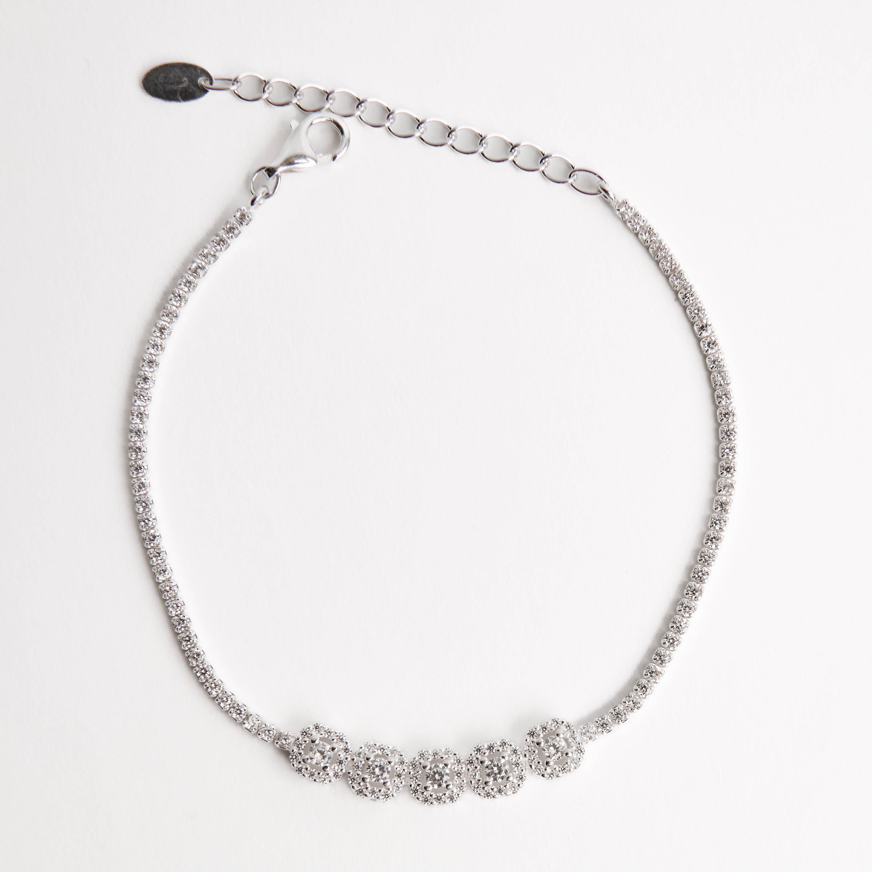 Imagem Pulseira Riviera entremeio quadrados cravejados 16+4cm