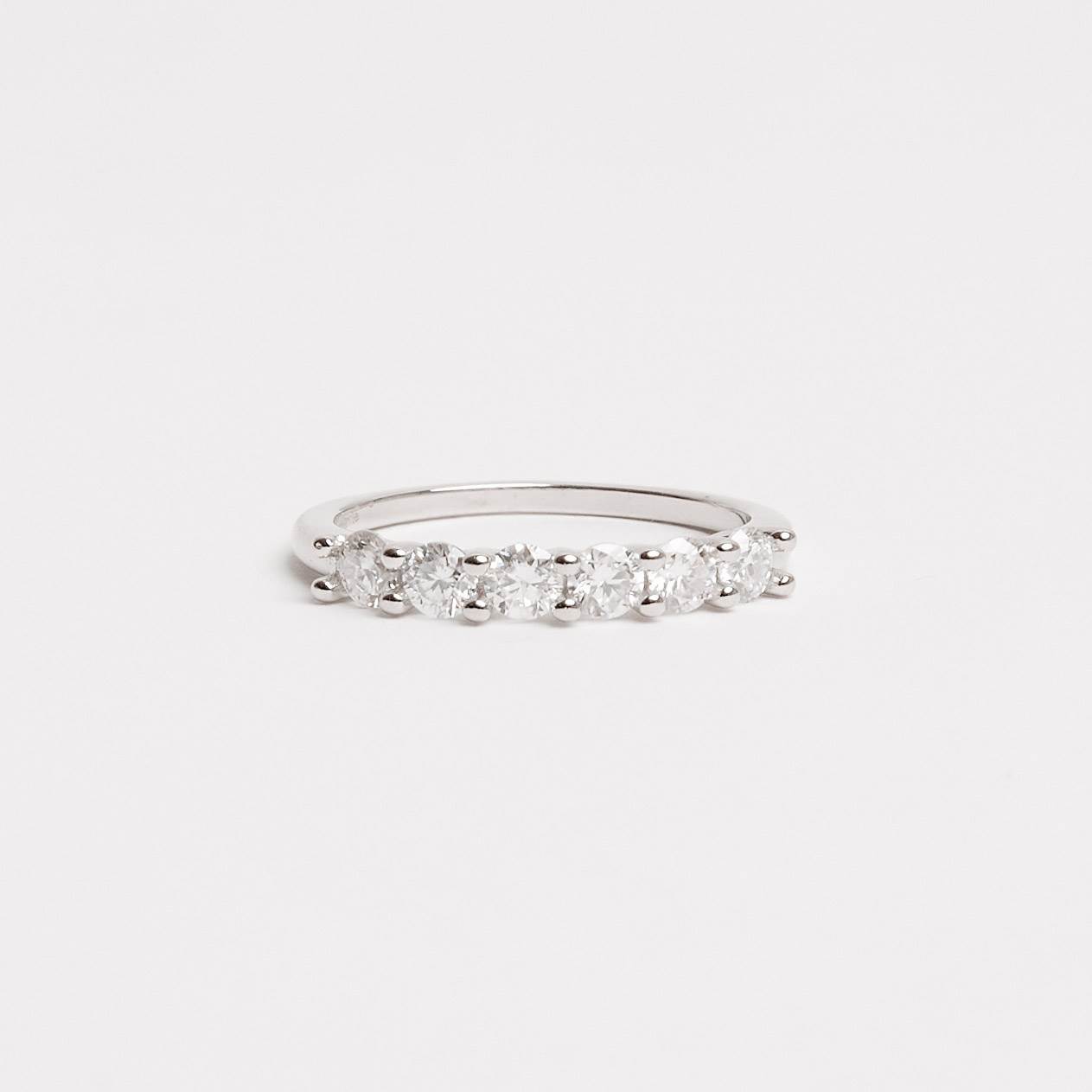 Anel meia aliança moissanites 3mm ródio