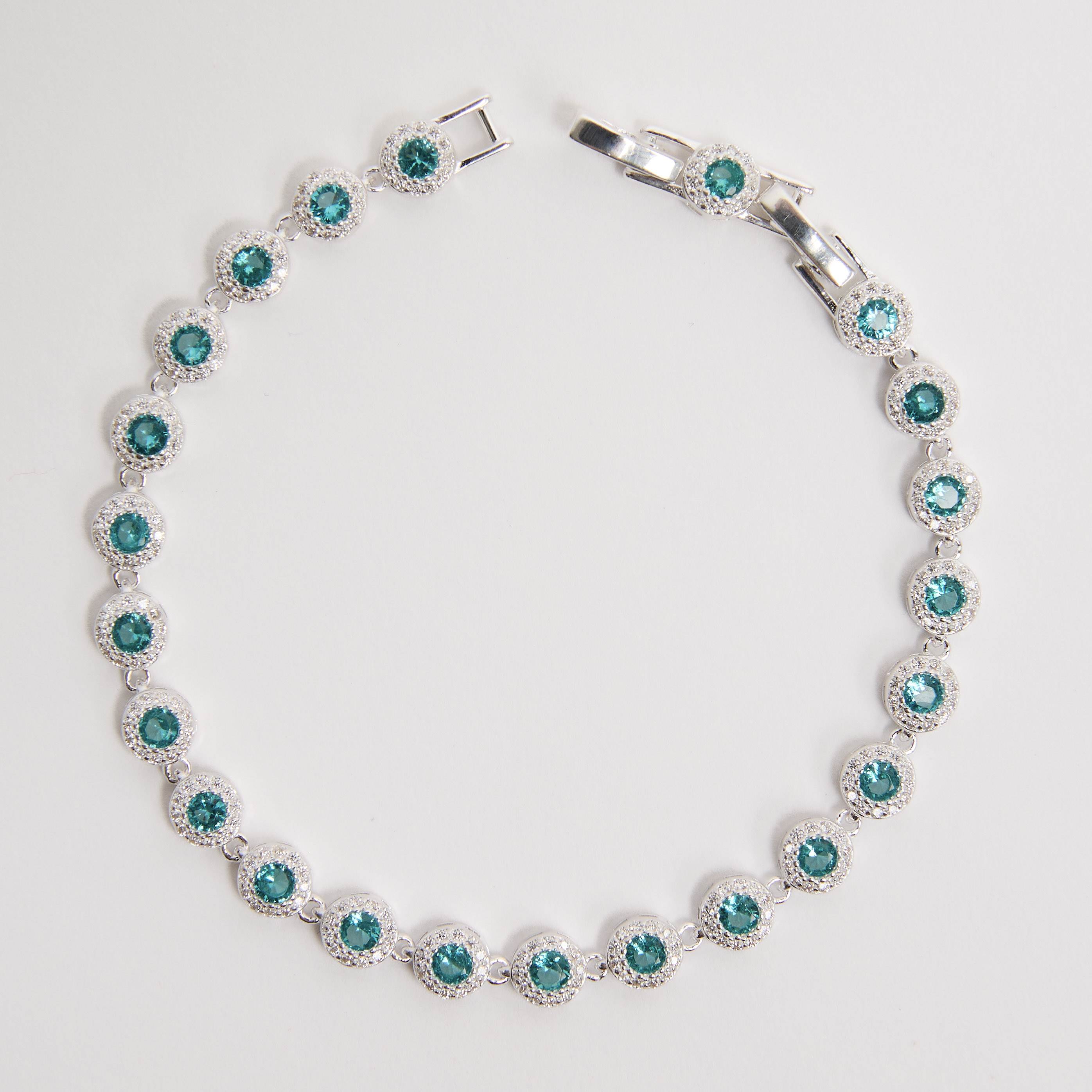 Pulseira Riviera 5.7 zircônias turmalina 19cm com 2 fechos